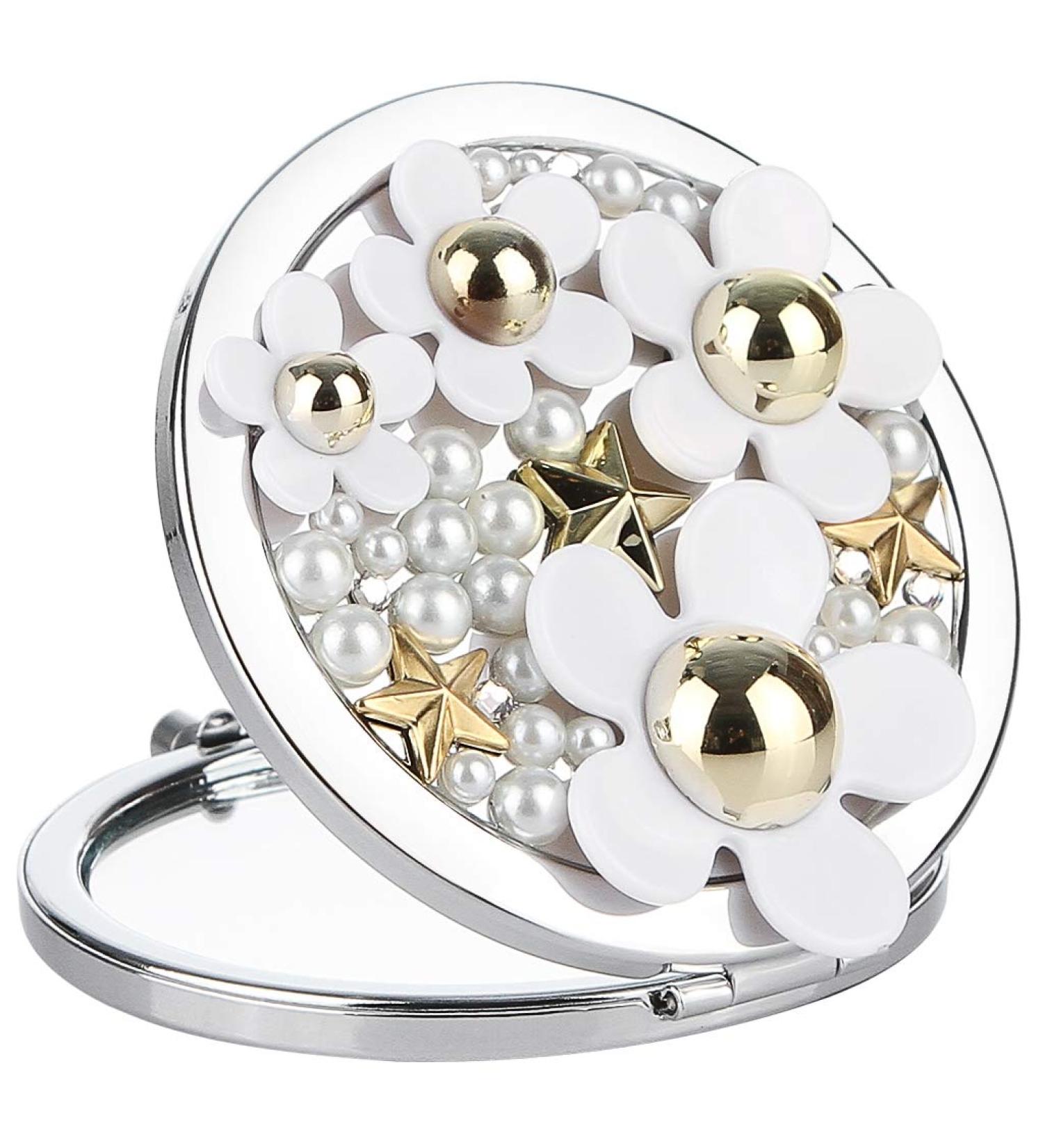 La Vogue Daisy Pattern Perfume Compact Mirror for Women - Portable Handbag Makeup Mirror - Buy Online on SooperMarket.com