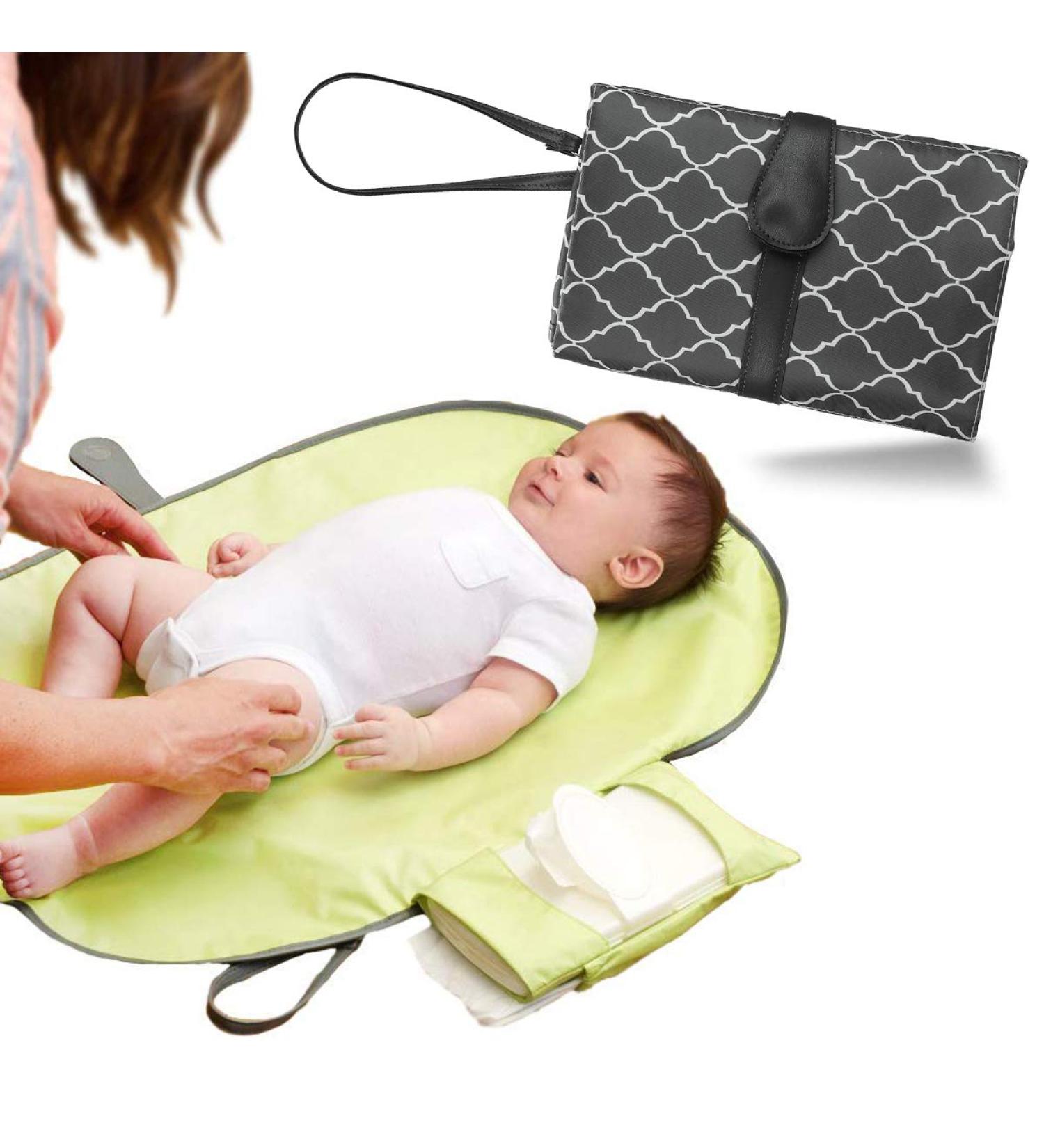 Baby Changing Mat Portable Travel Changing Mat Waterproof Folding Nappy Change Mat 70 x 50cm Grey - Buy Online on SooperMarket.com