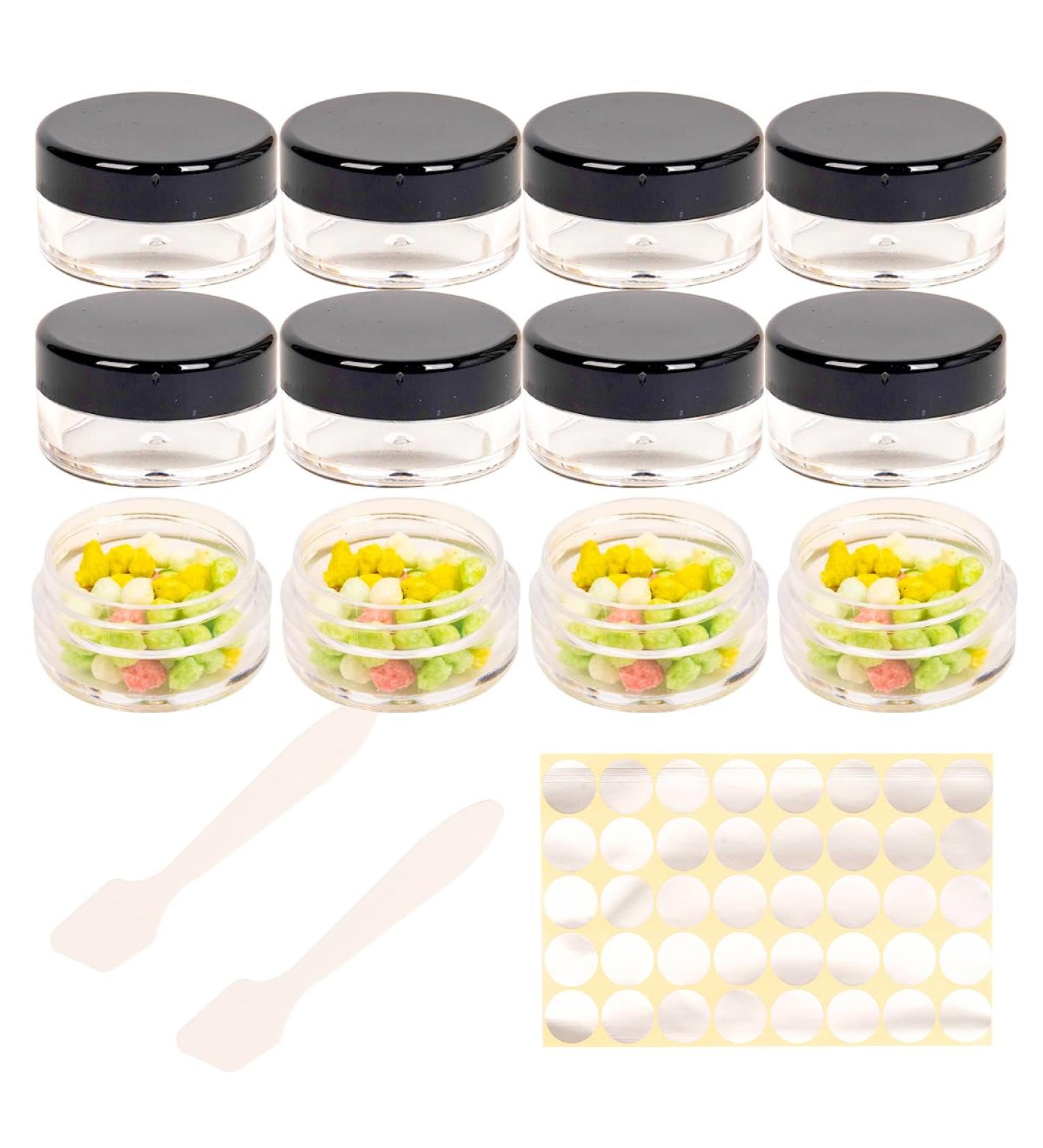 Sgehai 12 Pack 5ml Black Jars with Lids - Perfect for Lip Balm Creams & DIY Projects | Empty Cosmetic Containers - Buy Online on SooperMarket.com