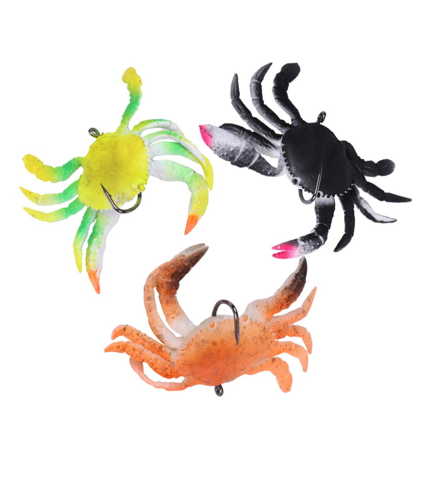 3 Pack Soft Fish Fishing Crab Lures Bait with Hooks - Saltwater Fishing Tackle Set - Buy Online on SooperMarket.com