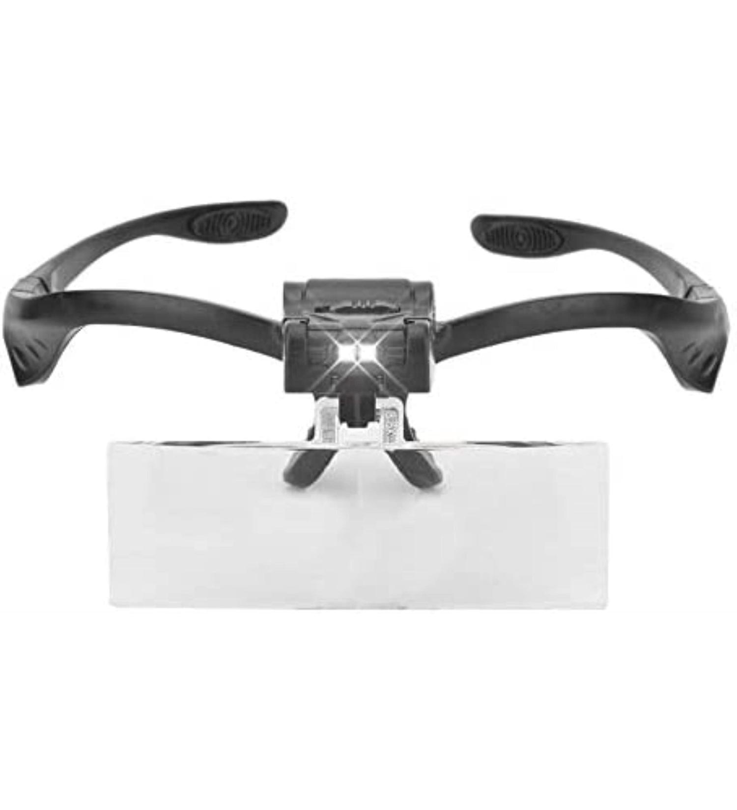 Head Mount Magnifier with LED Light Hands Free Eyeglass Type Eyelashes Extension Magnifying Glass with 5 Interchangeable Lenses - Buy Online on SooperMarket.com