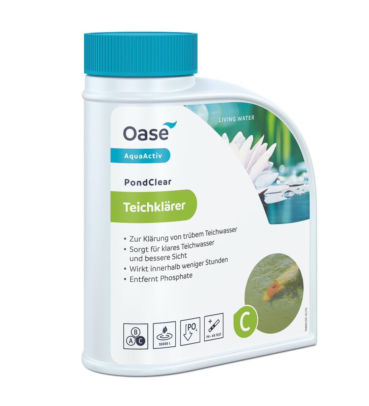 OASE 43140 Aquaactiv Pondclear 500 ml - Immediate Pond Care for Floating Algae | Effective Against Non-Filterable Contaminants | Koi & Swimming Ponds - Buy Online on SooperMarket.com
