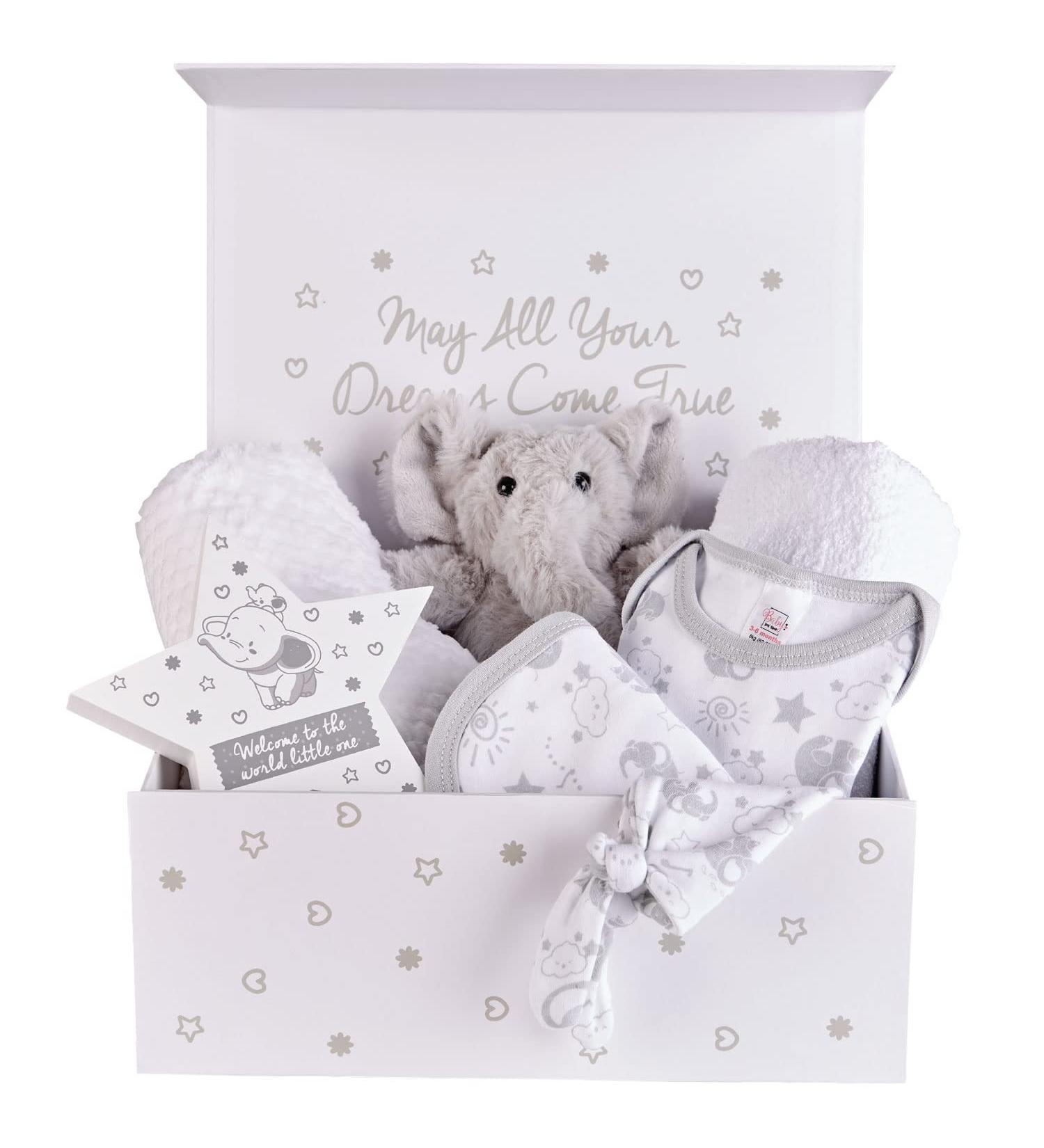 Baby Box Shop Unisex Baby Gift Set - 7 Essential Items for Newborns | Gender Neutral New Baby Hamper for Baby Shower & Gender Reveal Gifts - Buy Online on SooperMarket.com