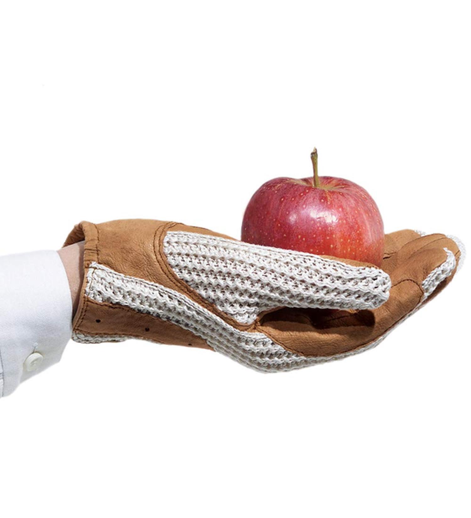 Women's Tan Leather Palm Gloves with Horseshoe Crochet Back - Size 7 - Buy Online on SooperMarket.com