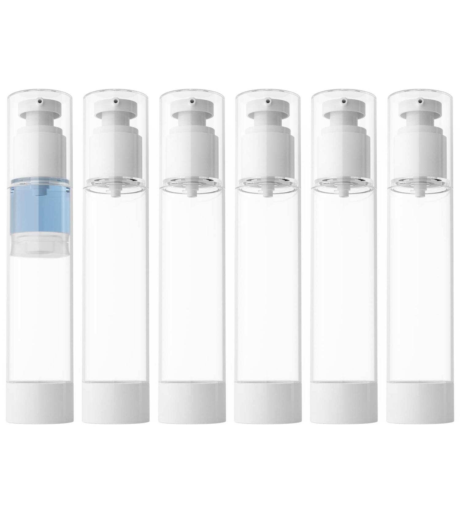 LONGWAY 4 Oz Clear Airless Cosmetic Travel Pump Bottle - Pack of 6 | Refillable Shampoo & Foundation Dispenser Containers - Buy Online on SooperMarket.com