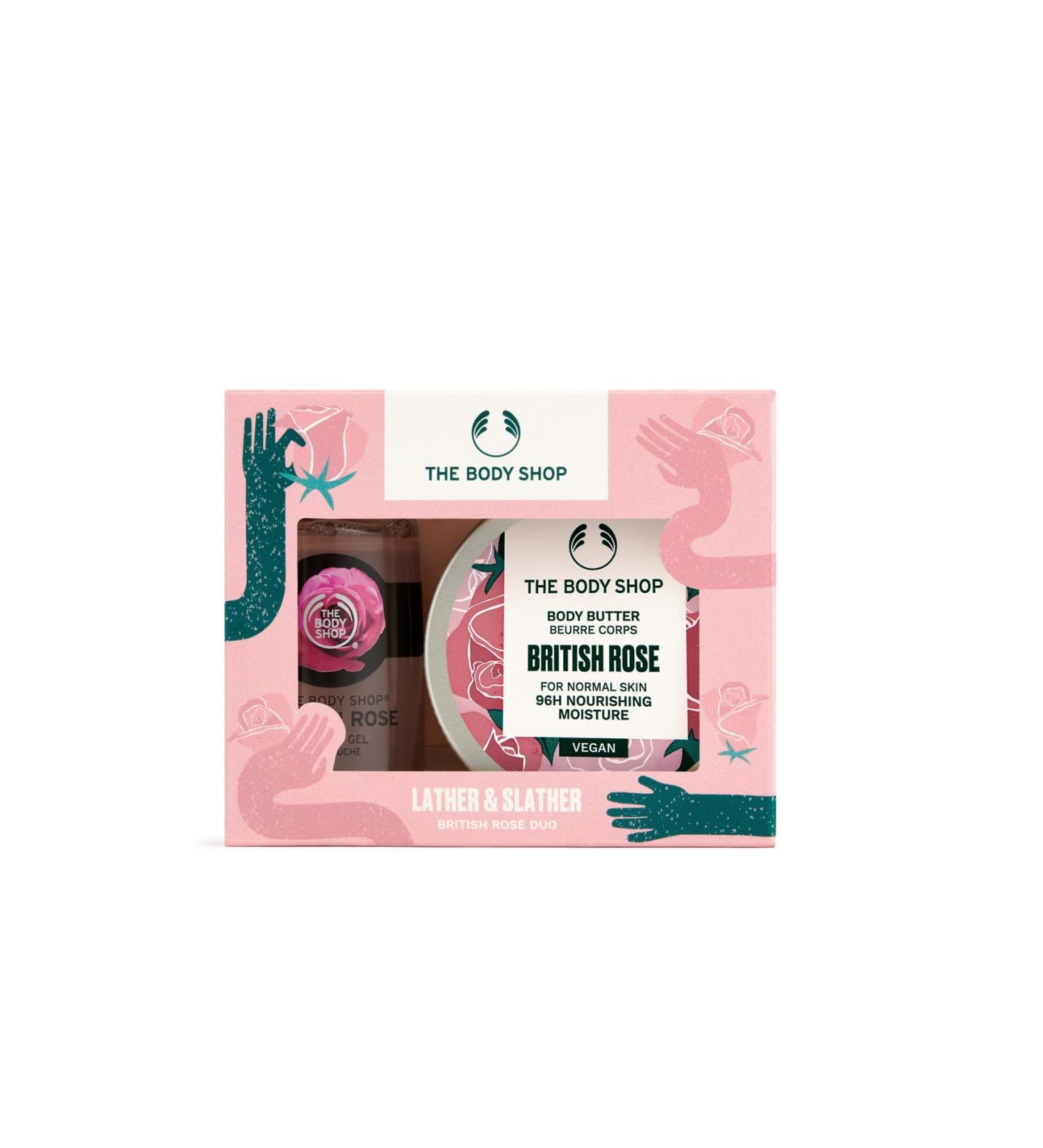 The Body Shop Lather & Slather British Rose Duo Gift Set - Vegan Formula for Normal Skin - Buy Online on SooperMarket.com