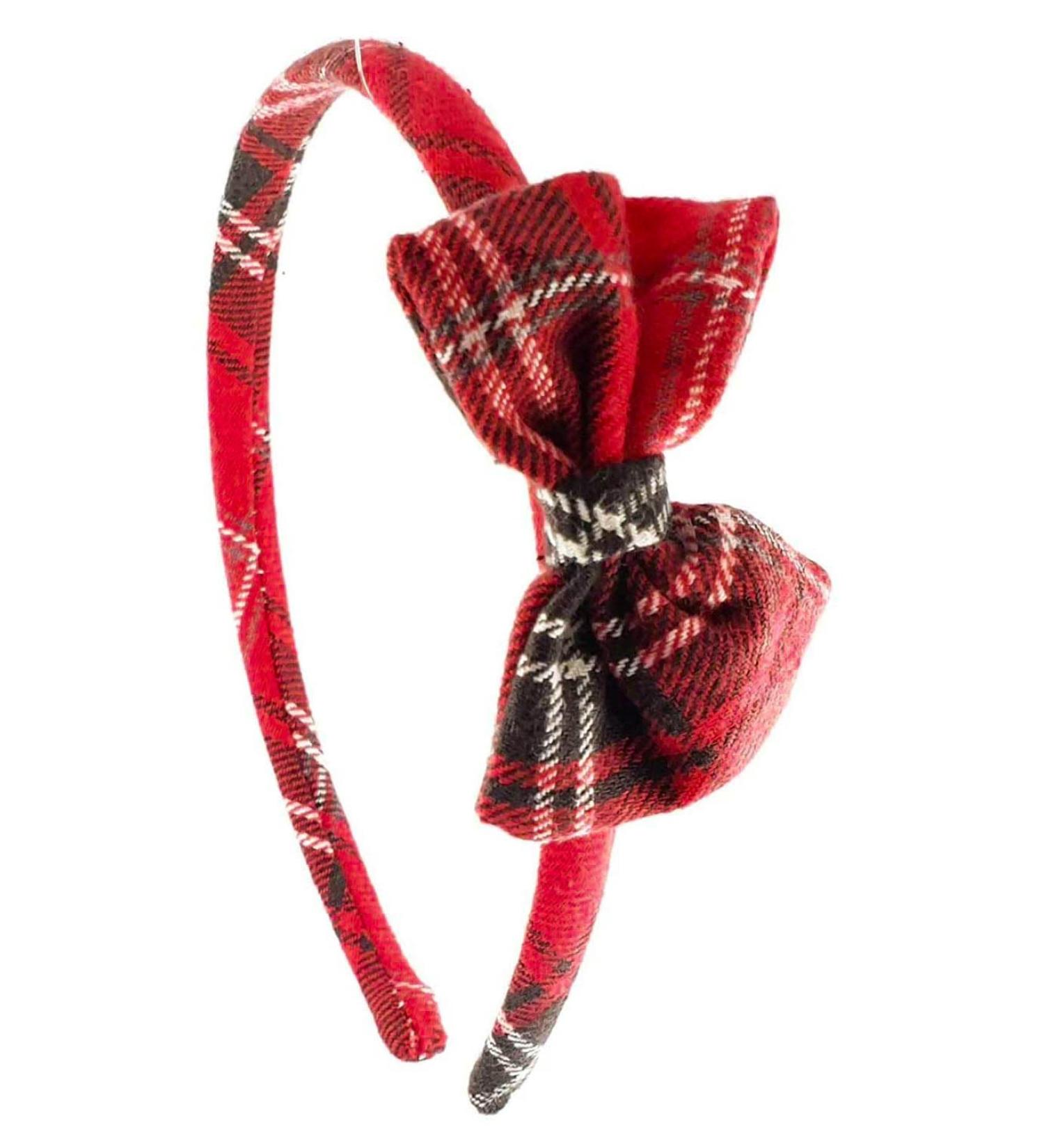 Mytoptrendz Thin Alice Band Headband Red Tartan Hairband With Small Little Cute Bow Girls Hair Accessories - Buy Online on SooperMarket.com
