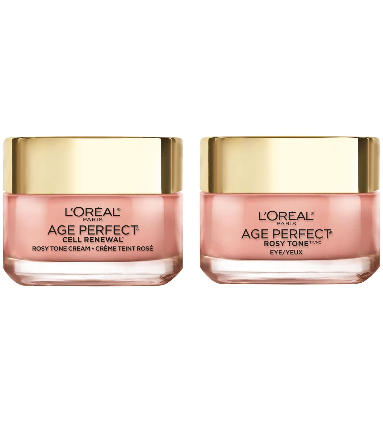 L'Oreal Paris Age Perfect Rosy Tone Eye Brightener & Travel Size Face Moisturizer Set - Buy Online on SooperMarket.com