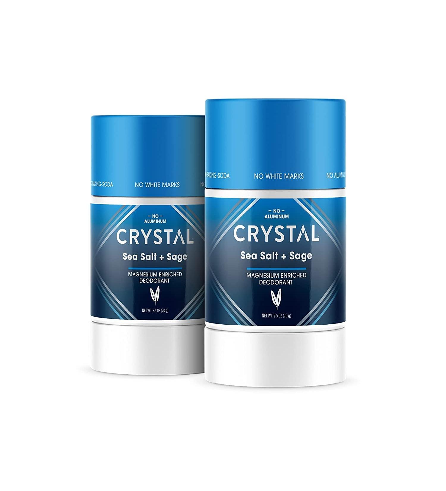 Crystal Magnesium Solid Stick Deodorant for Men & Women, Aluminum-Free & Non-Irritating, Odor-Fighting Sea Salt + Sage, 2.5 oz (Pack of 2) - Buy Online on SooperMarket.com