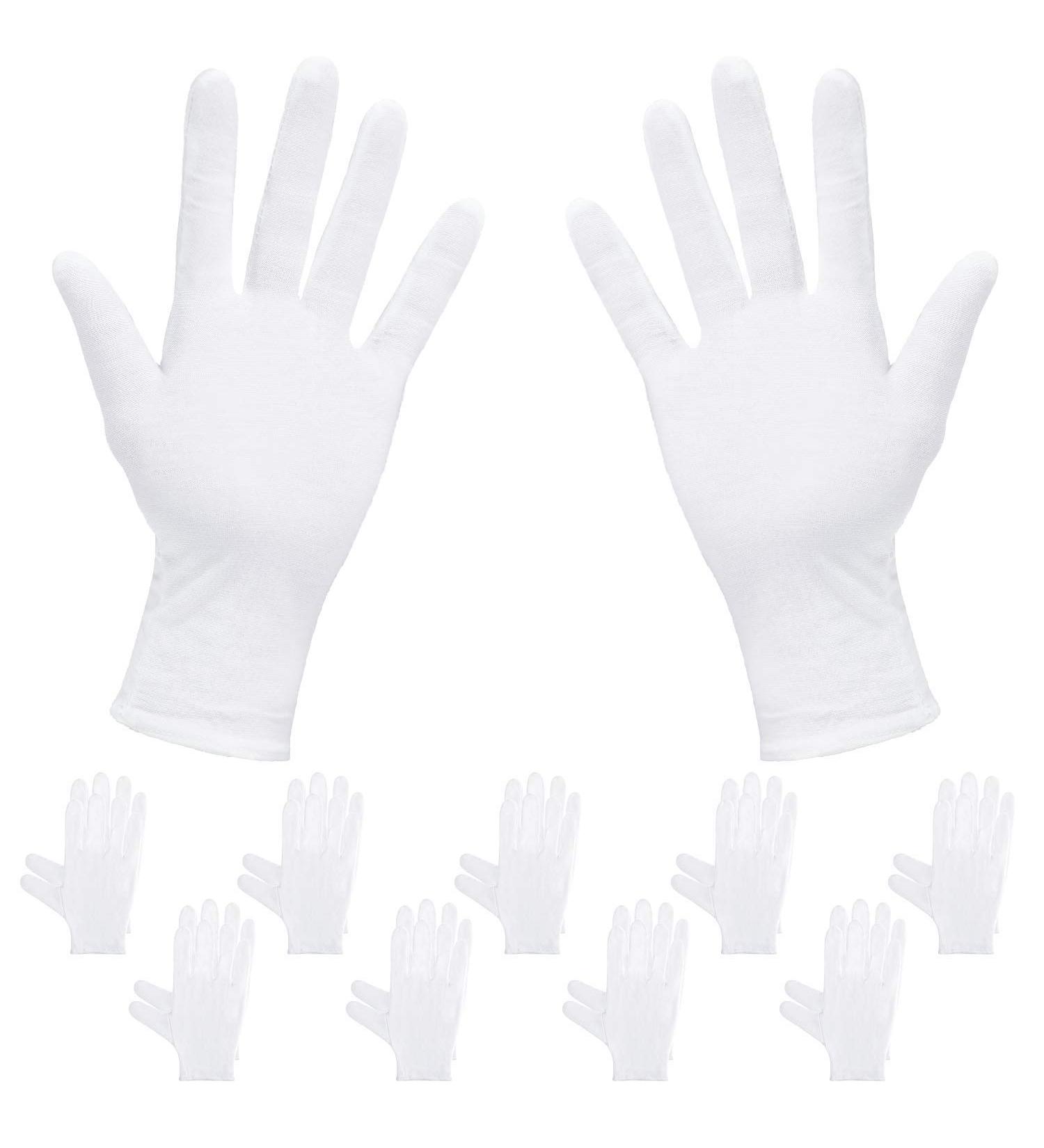 Rovtop White Gloves - 20Pcs/10Pairs for Jewelry Inspection, Moisturizing, Eczema Hand Spa | Comfortable and Large White Gloves - Buy Online on SooperMarket.com