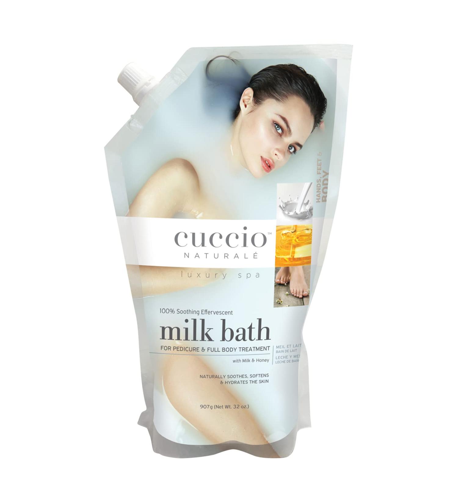 Cuccio Naturale Milk Bath Main-Pedi - Soothing  Effervescent Soak - Leaves Skin Smooth  Nourished And Hydrated - For Manicures  Pedicures And Full Body Treatments - Infused With Honey - 32 Oz