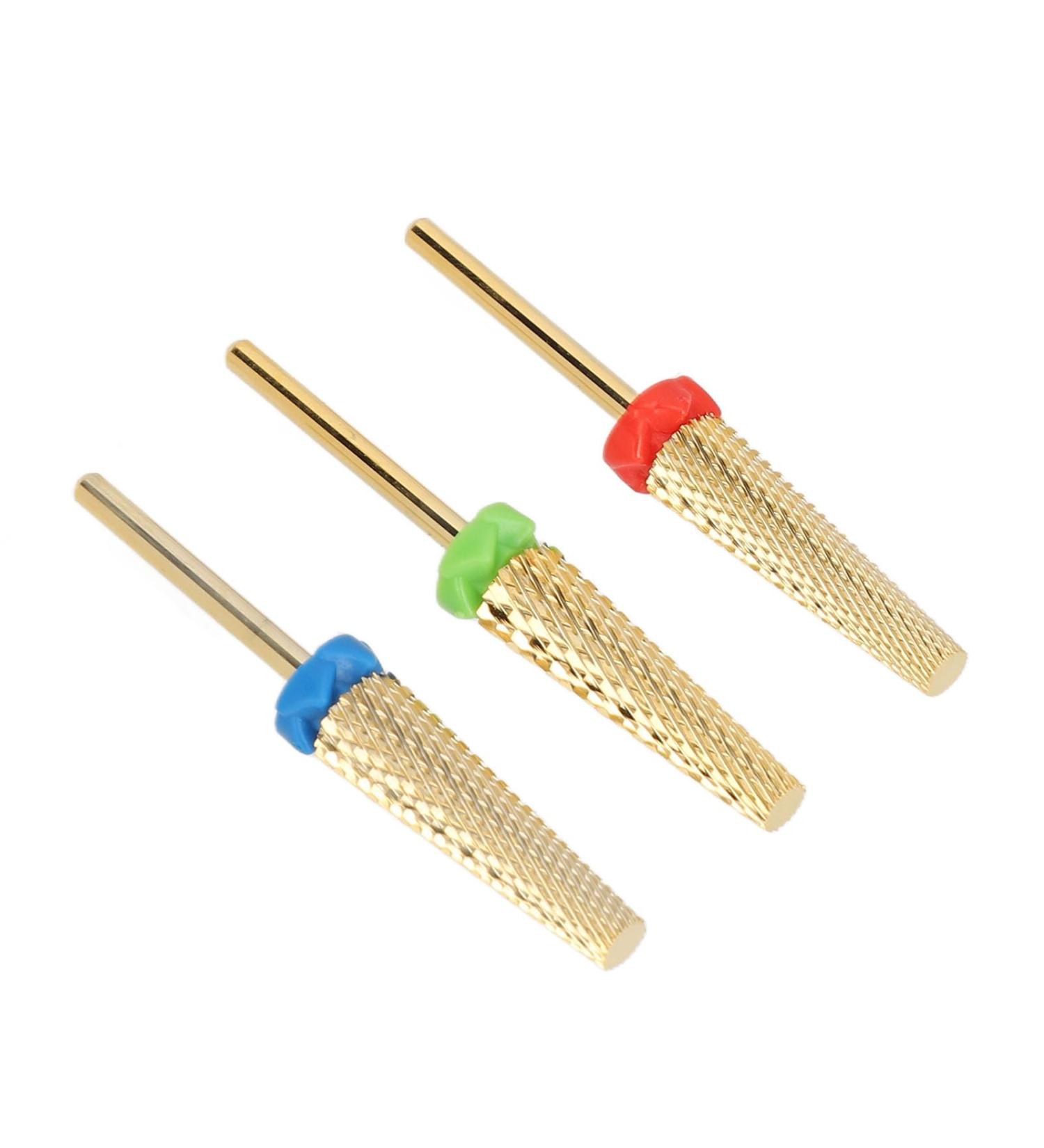 Nail Drill Bits 3 Pieces Gold Tungsten Steel Manicure Drill Bits for Nail Salon - Buy Online on SooperMarket.com