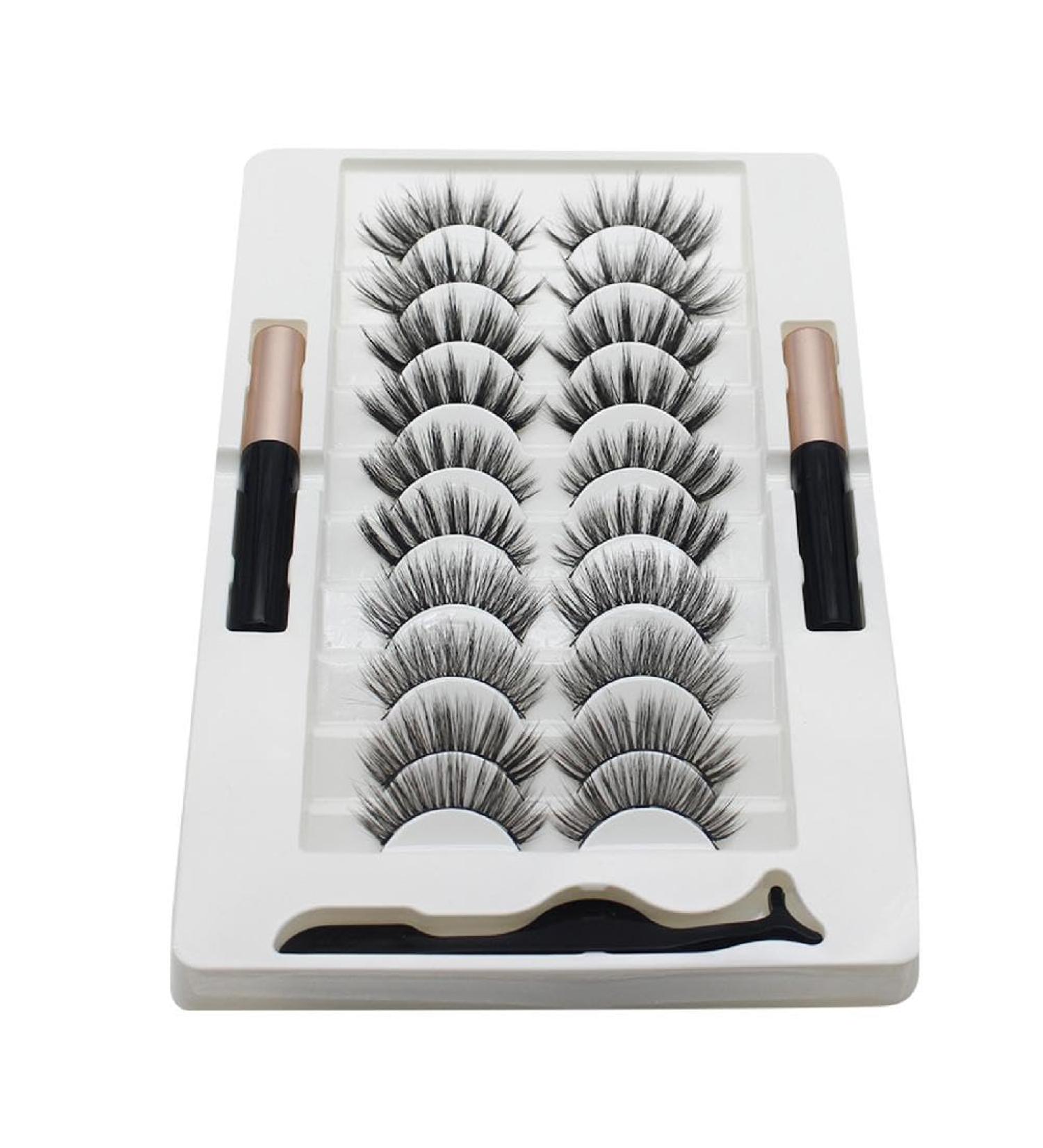 Magnetic Eyelashes And Eyeliner Kit Reusable Magnetic Lashes With Eyeliner And Tweezers 3D Natural Look False Eyelashes Magnetic Eyelash Kit Natural Look Magnetic Eyelash Kit With Applicator Tool - Buy Online on SooperMarket.com