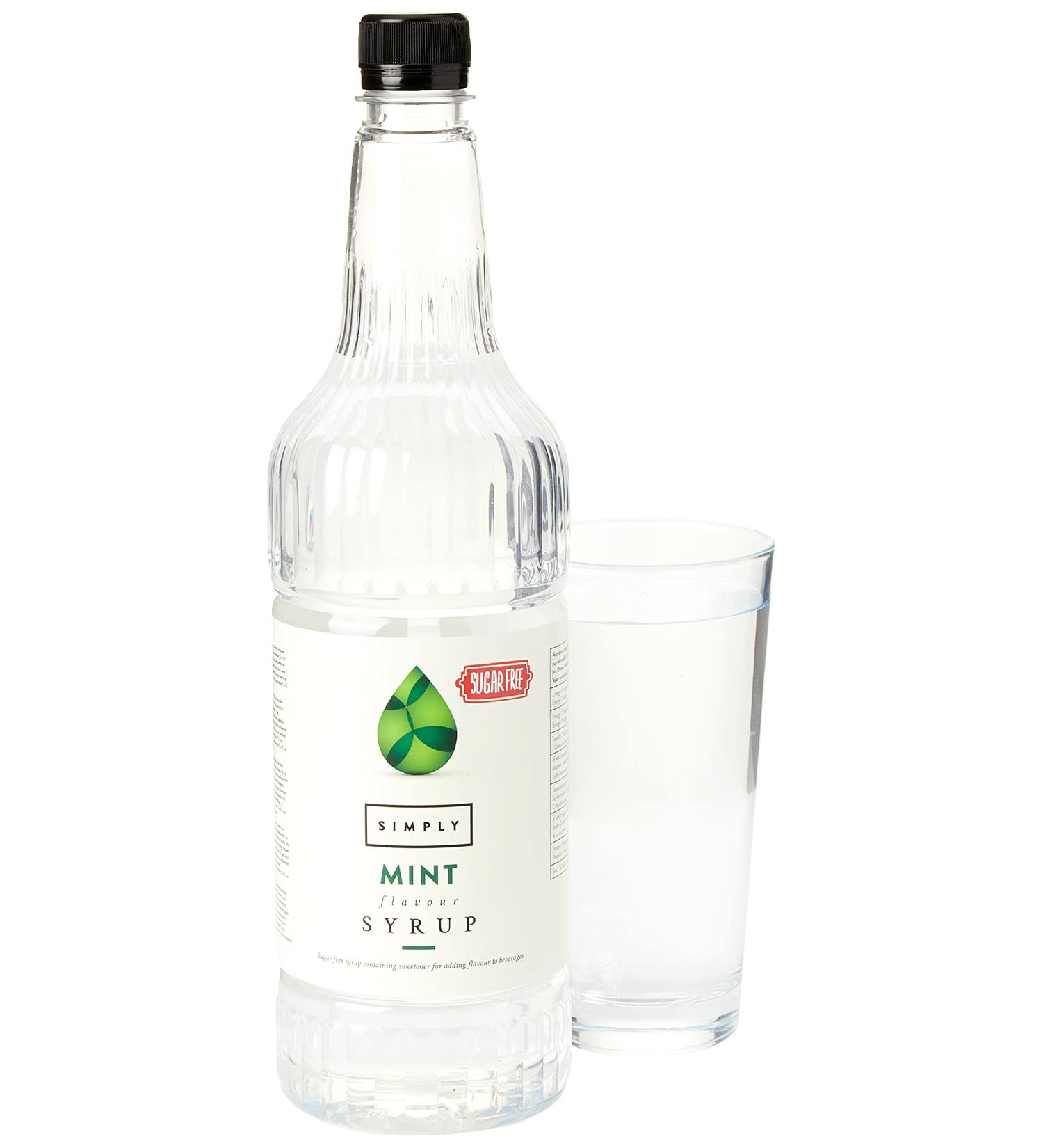 Simply Sugar Free Mint Syrup | Low Calorie, Vegan & Nut Free Flavoured Syrup - 1 Litre Bottle | Ideal for Coffee, Cocktails, and Baking - Buy Online on SooperMarket.com