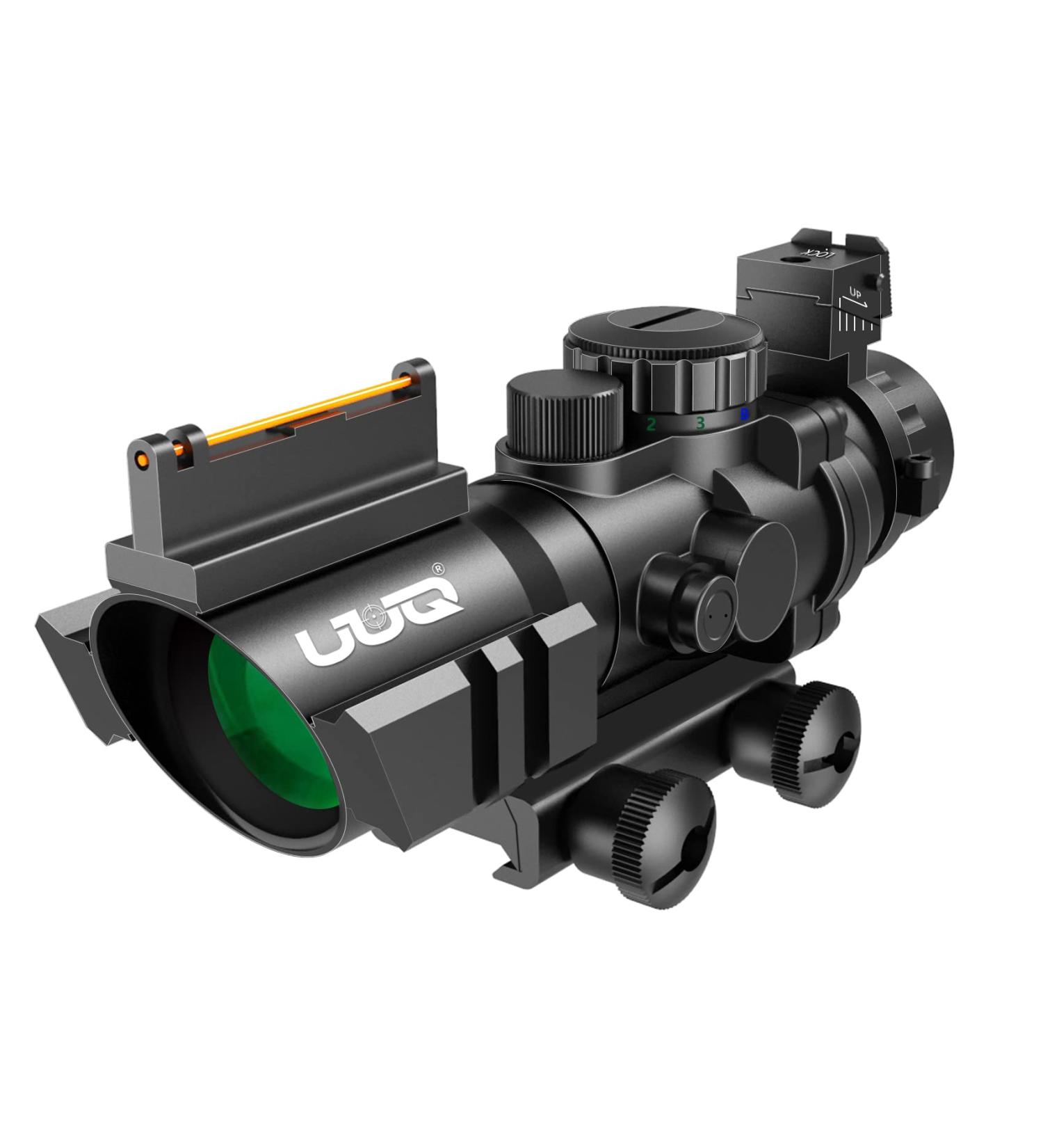 UUQ Prism 4x32 Rifle Scope with Triple Illuminated Reticle and Fiber Optic Sight - Buy Online on SooperMarket.com
