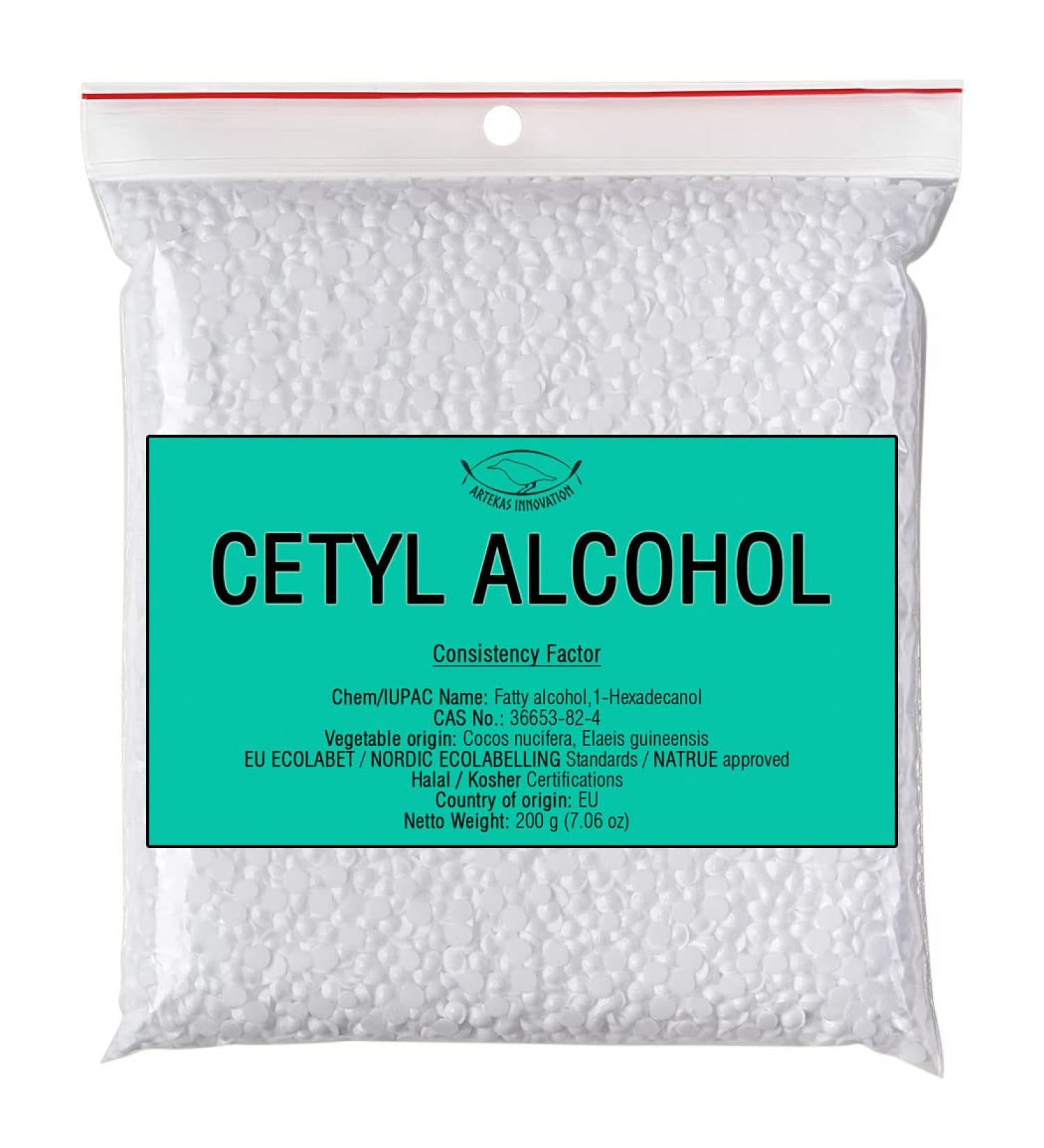 Cetyl Alcohol for Homemade Cosmetics - 7.06 oz | Thickening Agent & Emulsifier for Lipsticks Body Butter Lotions & Hair Products - International Shipping Available - Buy Online on SooperMarket.com