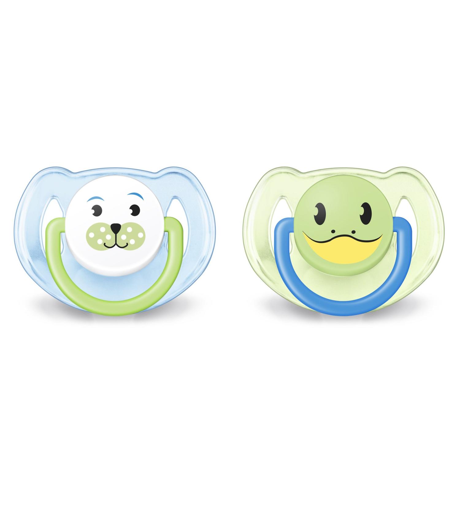 Philips Avent SCF182/14 Classic Pacifier 6-18M for Boys - Blue/Green Animal Design (2 Pack) | International Shipping - Buy Online on SooperMarket.com