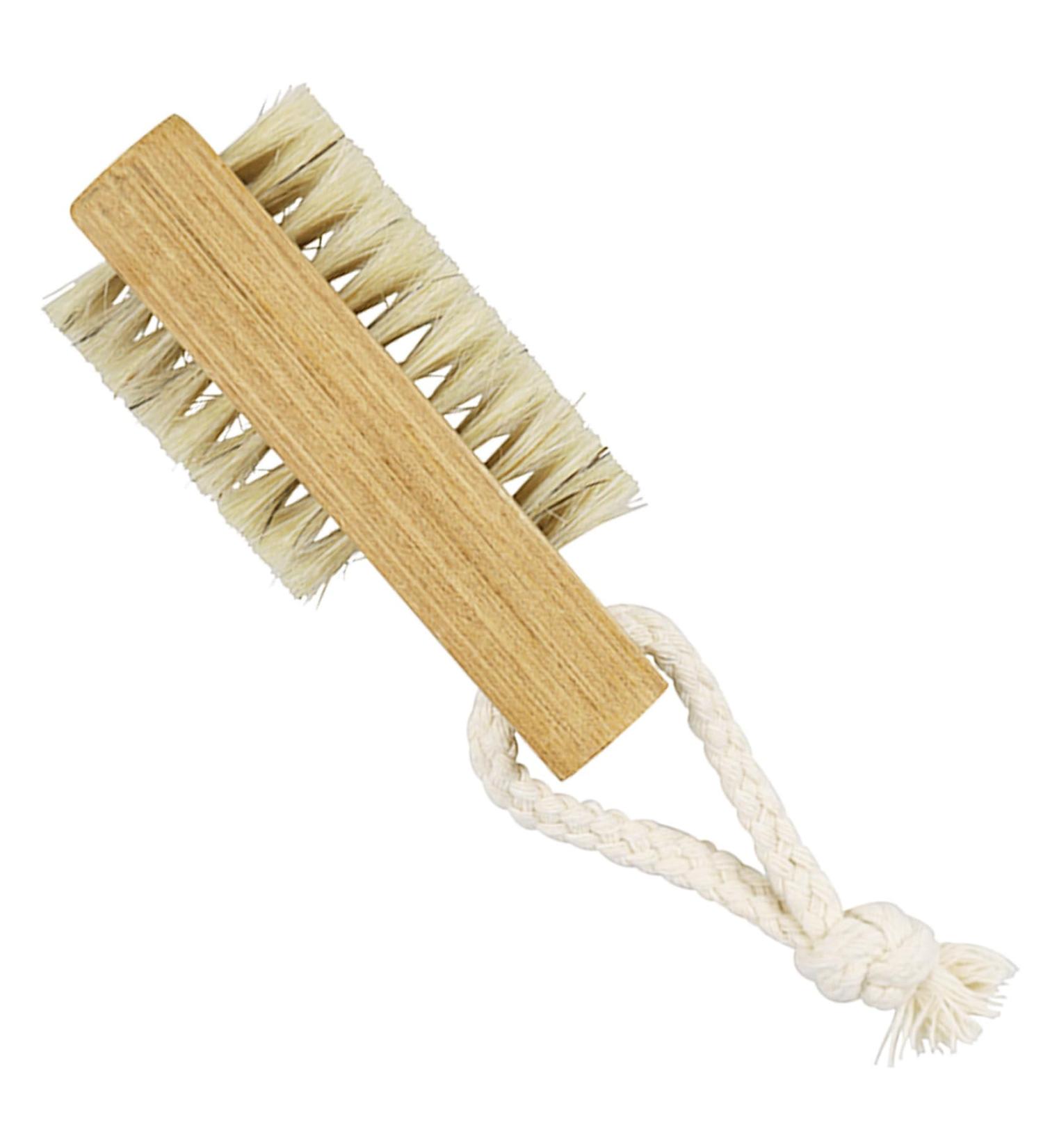 Double Sided Wooden Nail Brush with Hanging Rope - Fingernail and Toenail Cleaning Brushes - Buy Online on SooperMarket.com