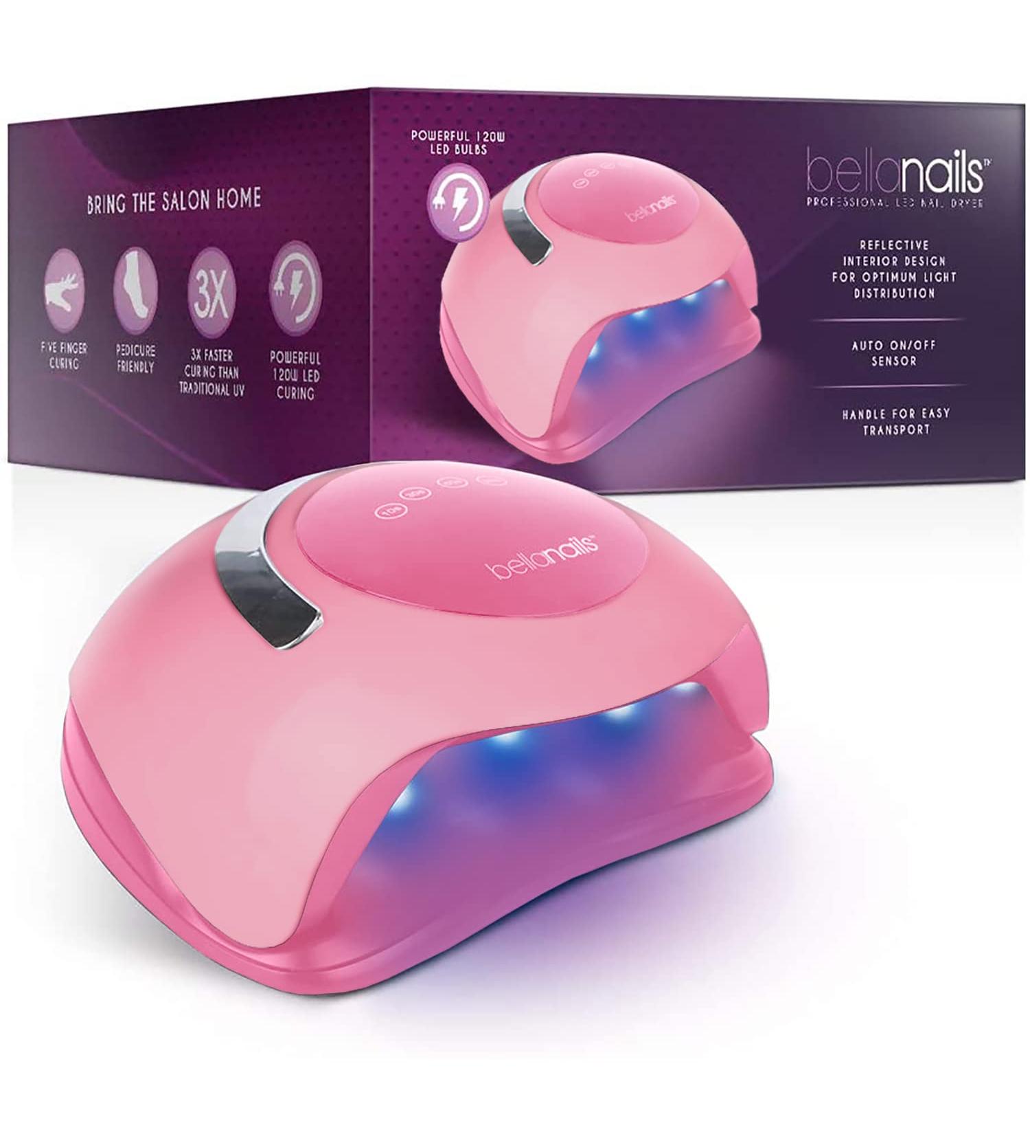 BELLANAILS Professional LED Gel Nail Lamp - 3X Faster Nail Polish Dryer for Home or Salon - 120W Curing Lamp with 4 Preset Times (Pink) - Buy Online on SooperMarket.com