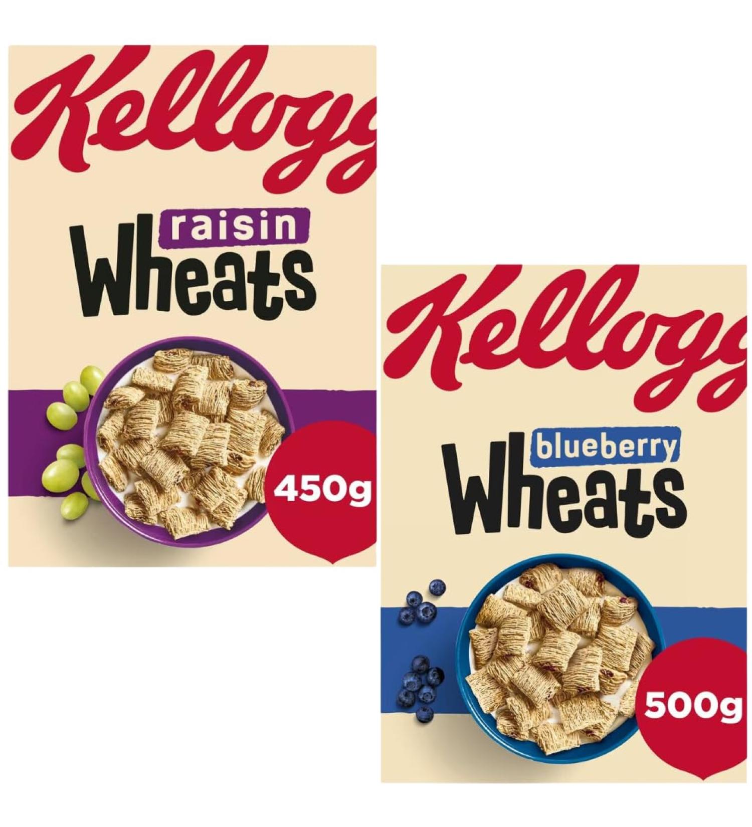 Breakfast Cereal Bundle with Kellogg's Raisin Wheats 500g & Blueberry Wheats 500g (2 Pack) - Buy Online on SooperMarket.com