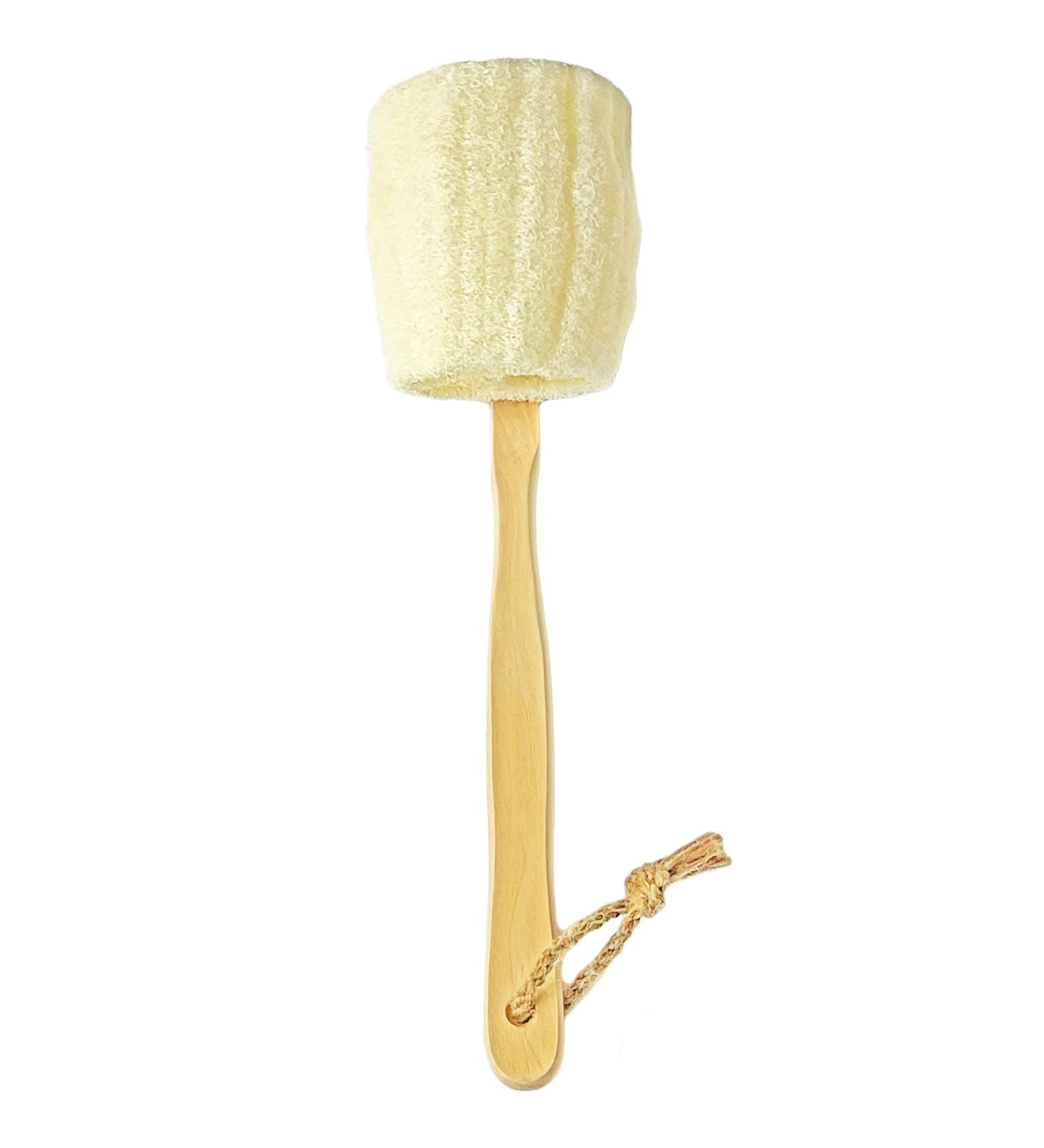 Natural Loofah Exfoliating Bath Brush | Body Luffa Loofa Sponge On a Stick | Scrubber with Wooden Handle for Men & Women | Bath Spa Shower (1 Pack) - Buy Online on SooperMarket.com