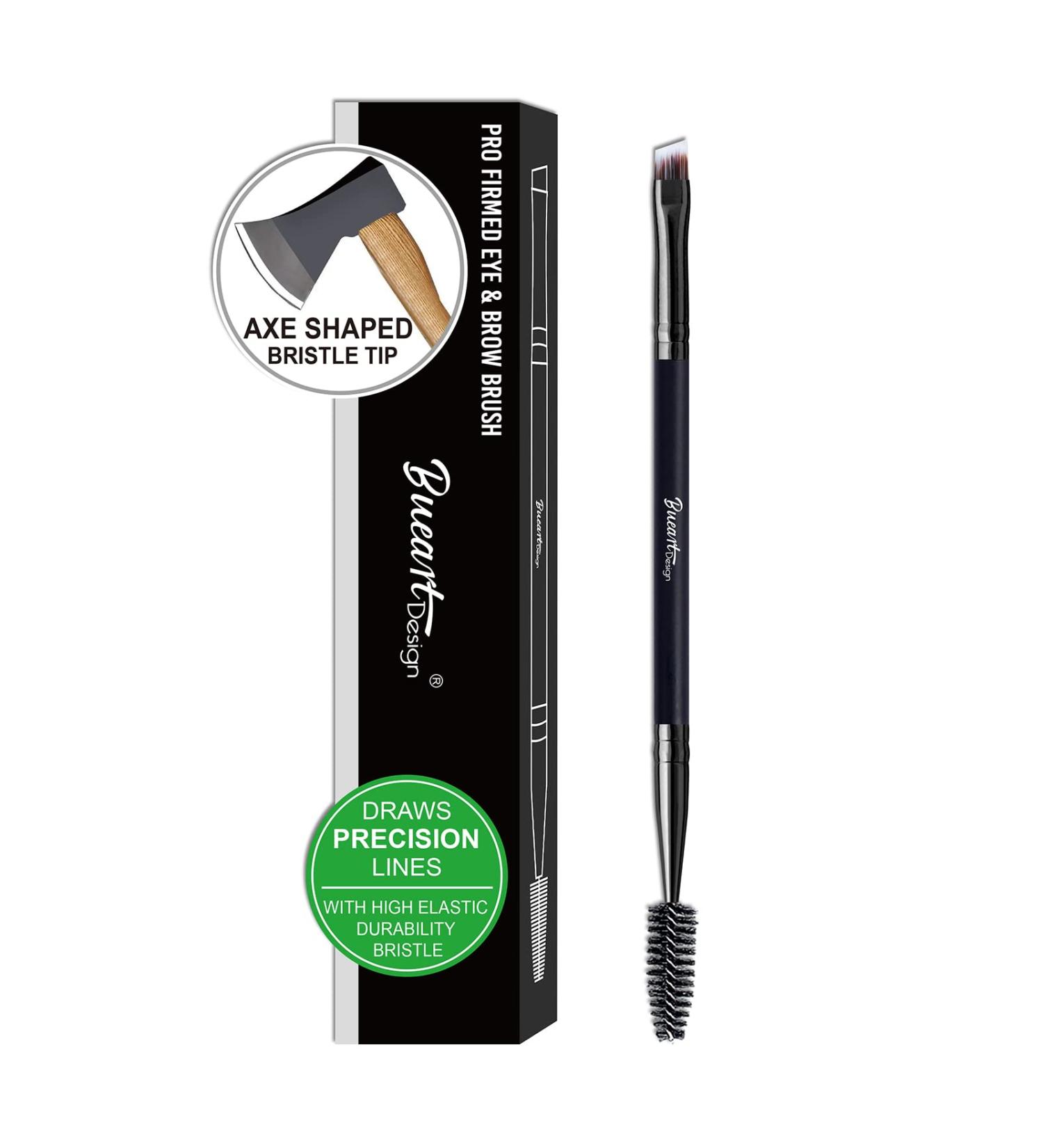Ultra Thin Brow Brushes - Duo Angled Eyebrow & Eyeliner Brush Set (Black) - Includes Spoolie, Comb, and Mascara Brush - Buy Online on SooperMarket.com