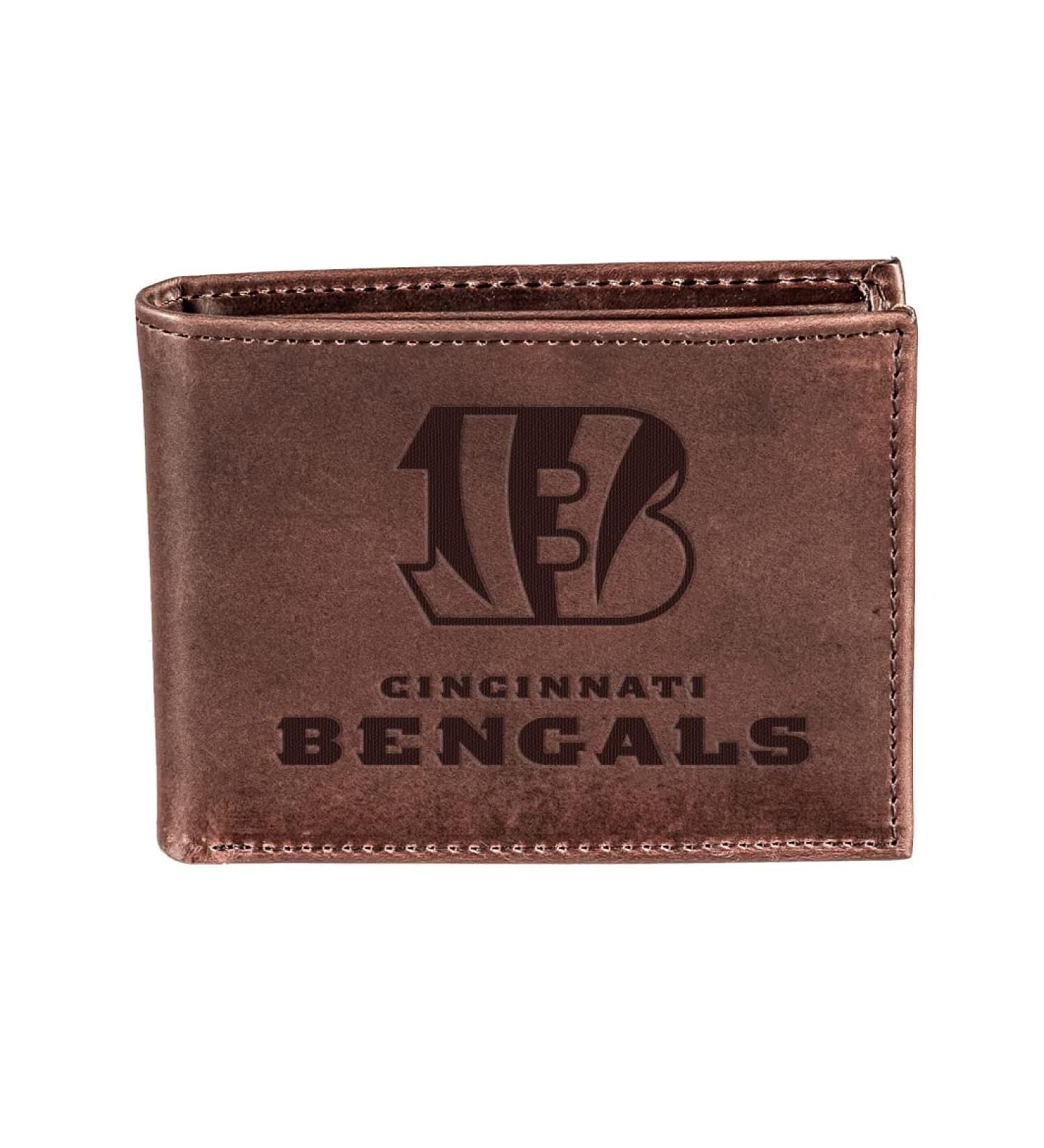 NFL Cincinnati Bengals Brown Leather Bi-Fold Wallet | Officially Licensed | Card and Money Holder | Gift Box Included - Buy Online on SooperMarket.com