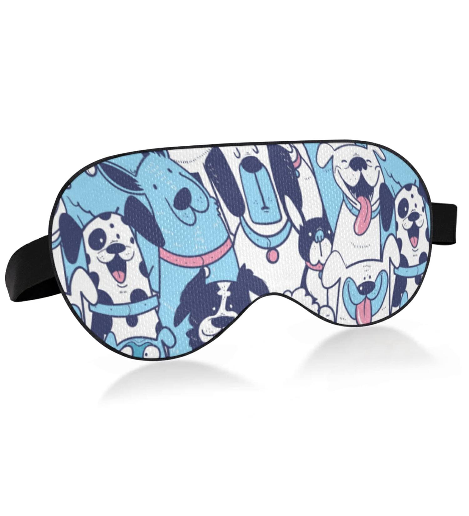 Sleep Mask Cute Dogs Blue Breathable Comfortable to Weighted Sleeping for Women Man Kids Conforms to Eye Contour Shape Adjustable Elastic Strap - Buy Online on SooperMarket.com