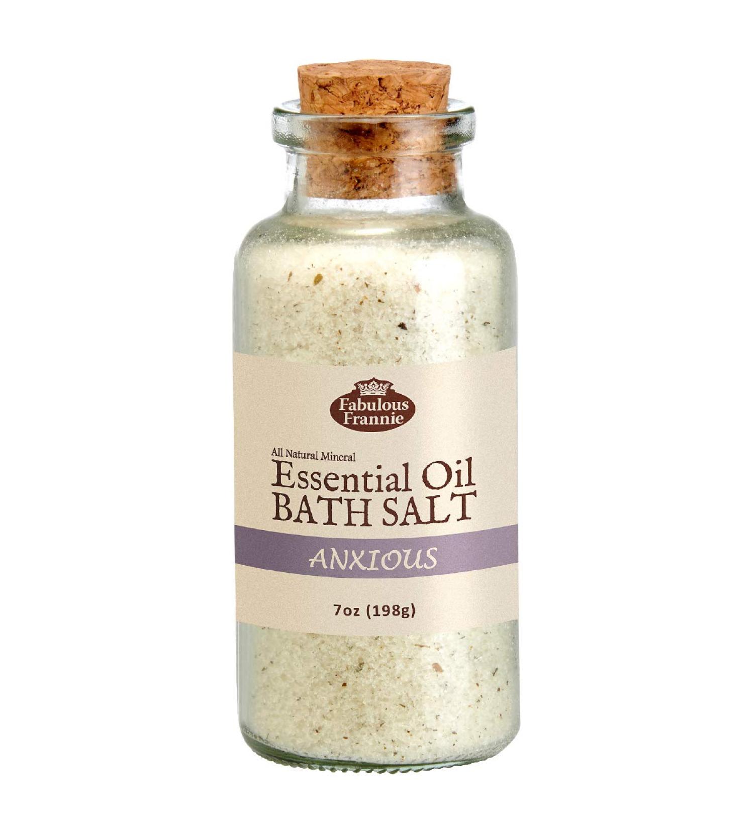 Fabulous Frannie Anxious All Natural Mineral Bath Salt 7oz Made with Pure Essential Oils (Lavender  Bitter Orange  Bergamot and Clary Sage)