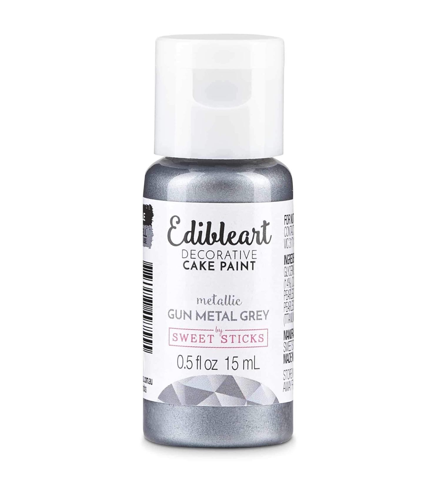 Sweet Sticks Metallic Gun Metal Grey - Edible Art Cake Paint 15ml - Buy Online on SooperMarket.com