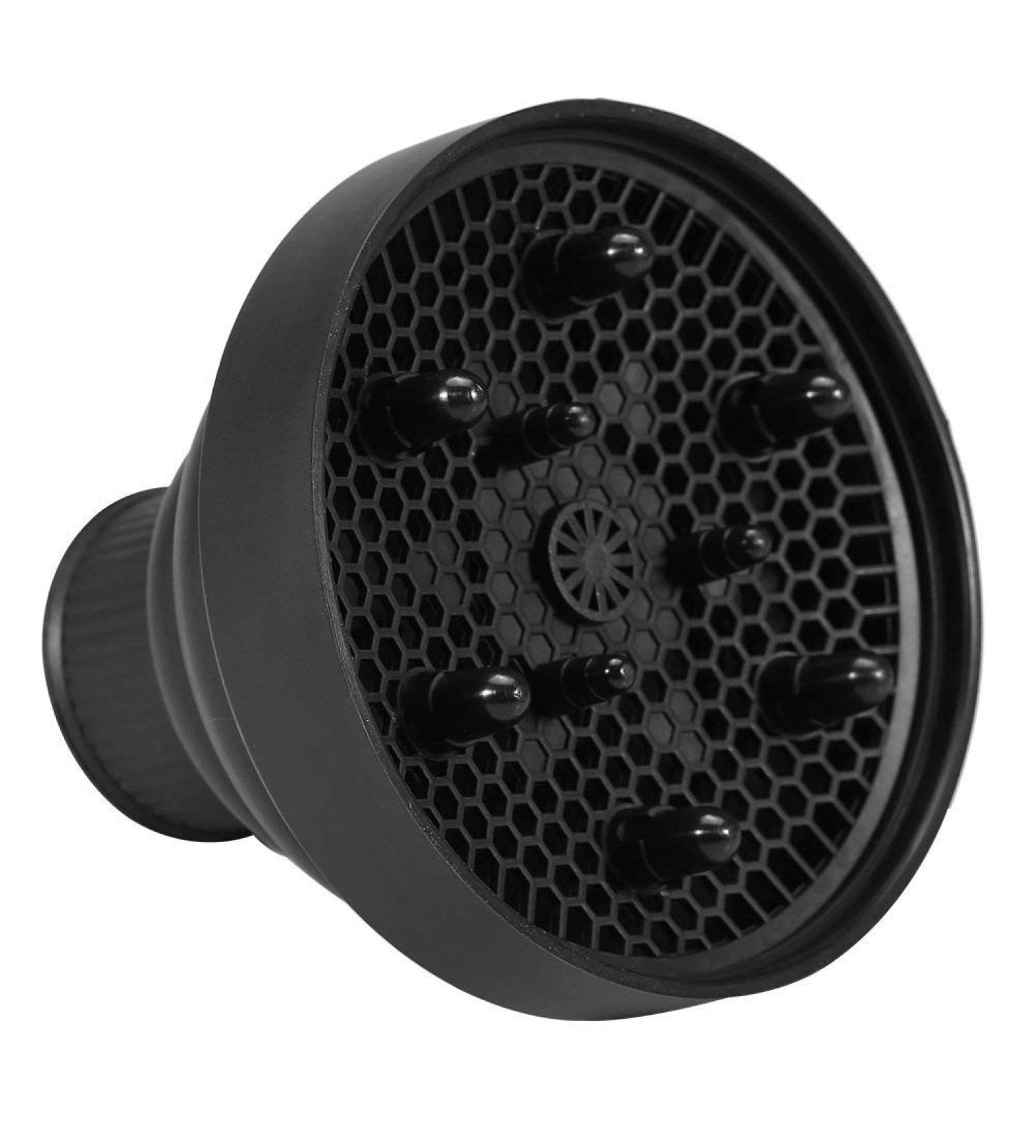 Folding Silicone Hairdryer Diffuser - Professional Salon Styling Tool with Universal Hood Cover (Black) - Buy Online on SooperMarket.com