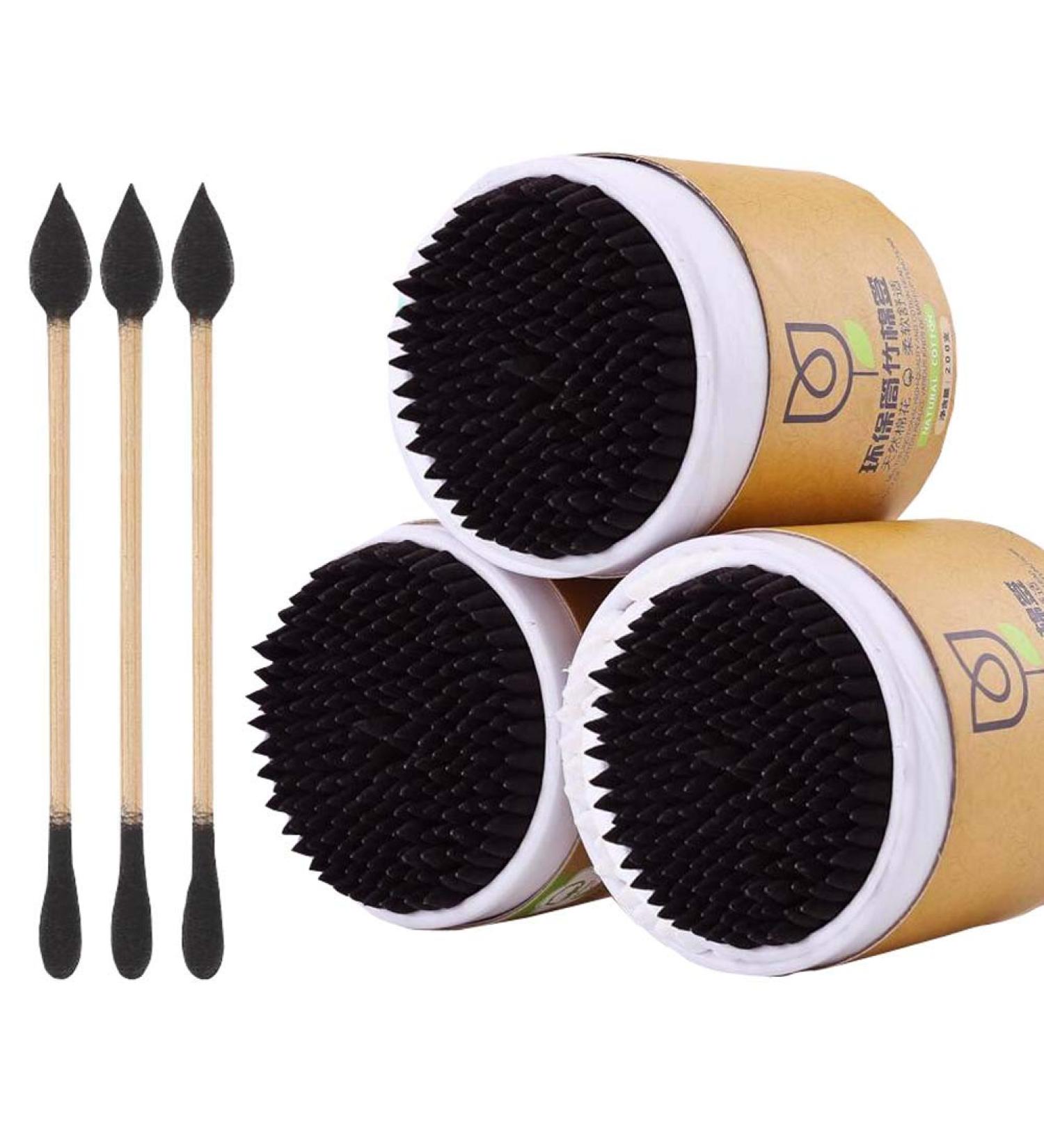 600 Counts Cotton Swabs Natural Double Tipped Organic Cruelty Free Ear Buds D06