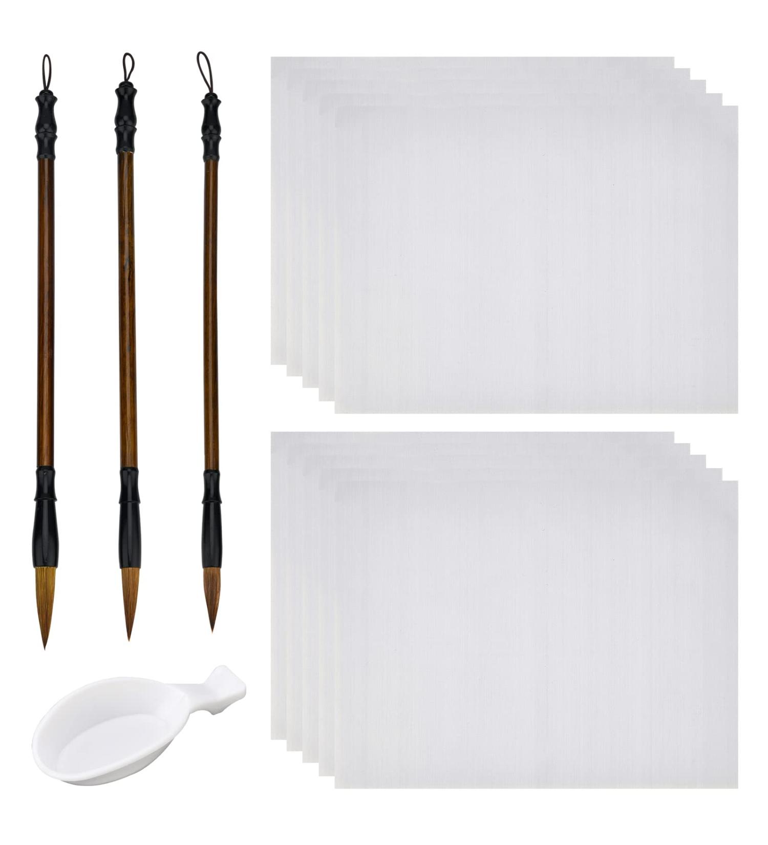 PandaHall 14pcs Chinese Calligraphy Set with Reusable Water Writing Cloth - Traditional Brushes for Beginners Practice | 17x13 White - Buy Online on SooperMarket.com