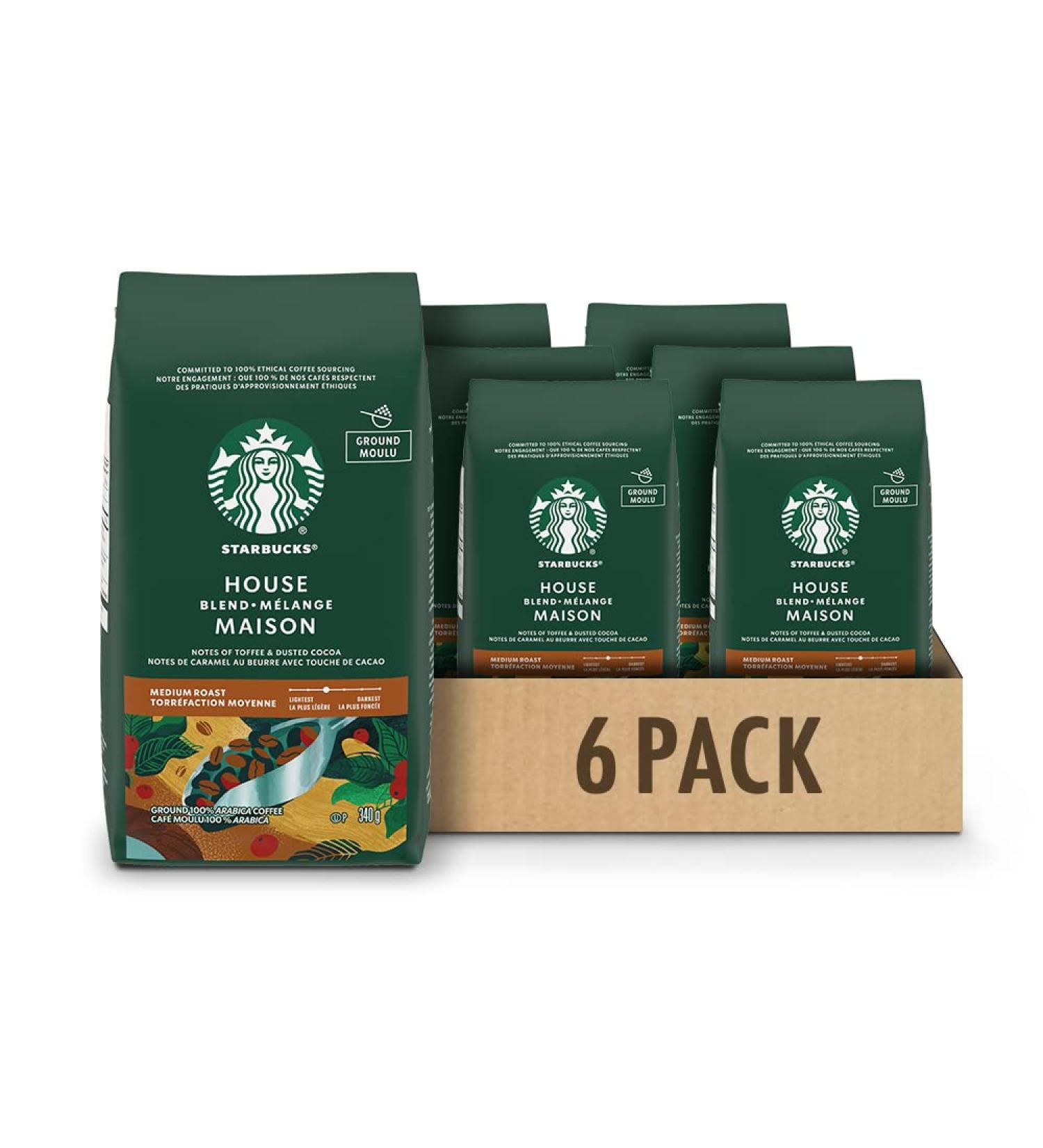 Starbucks House Blend Medium Roast Ground Coffee 340g Bag (Pack of 6) - Buy Online on SooperMarket.com