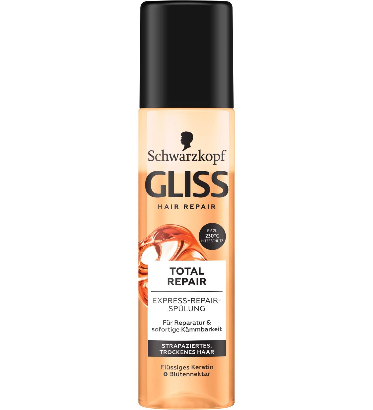GLISS Express Repair Total Repair (200 ml) - Immediate Hair Breakage Protection & Heat Defense Up to 230 C - Rinse & Care Solution - Buy Online on SooperMarket.com