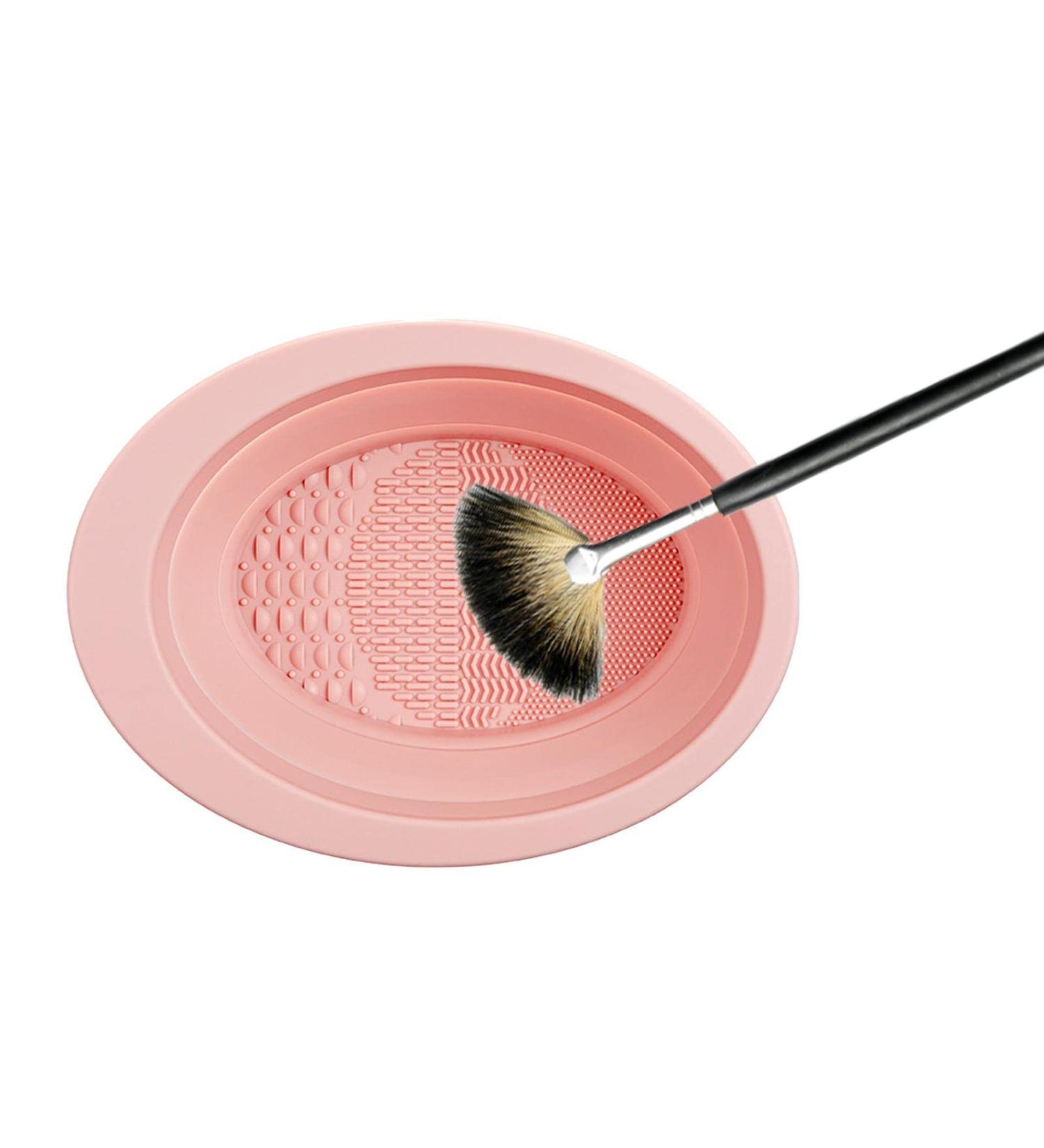 Makeup Brush Cleaner Foldable Silicone Cosmetic Brush Scrubber Bowl Compact Washing Supplies for Cleaning Sponges Brushes and Applicators Pink - Buy Online on SooperMarket.com