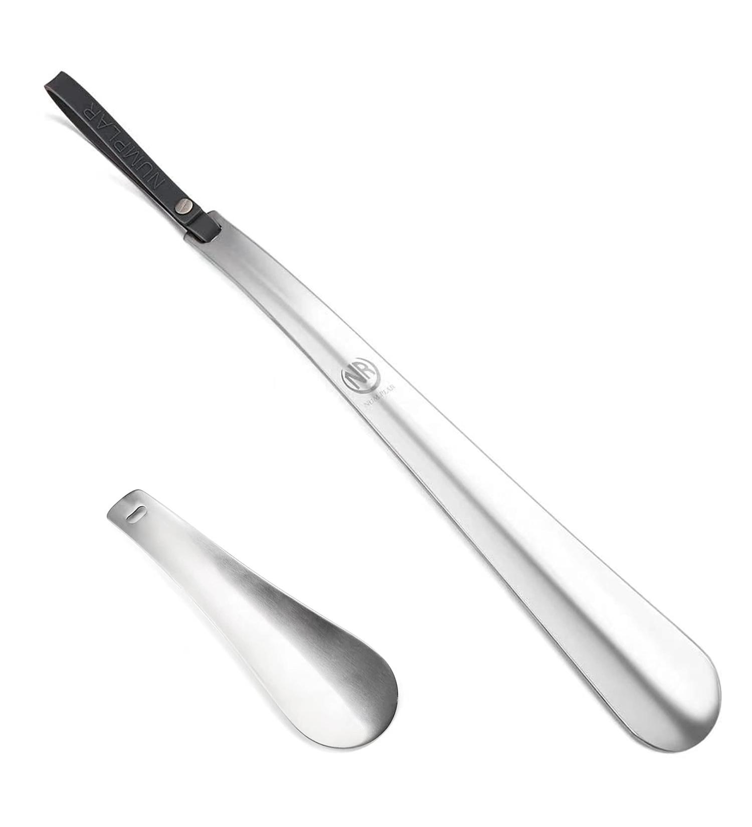 12 Long Metal Shoe Horn for Men, Women, Kids, Seniors - Heavy Duty Stainless Steel with Silicone Lanyard - Grey 12 Inch - Buy Online on SooperMarket.com