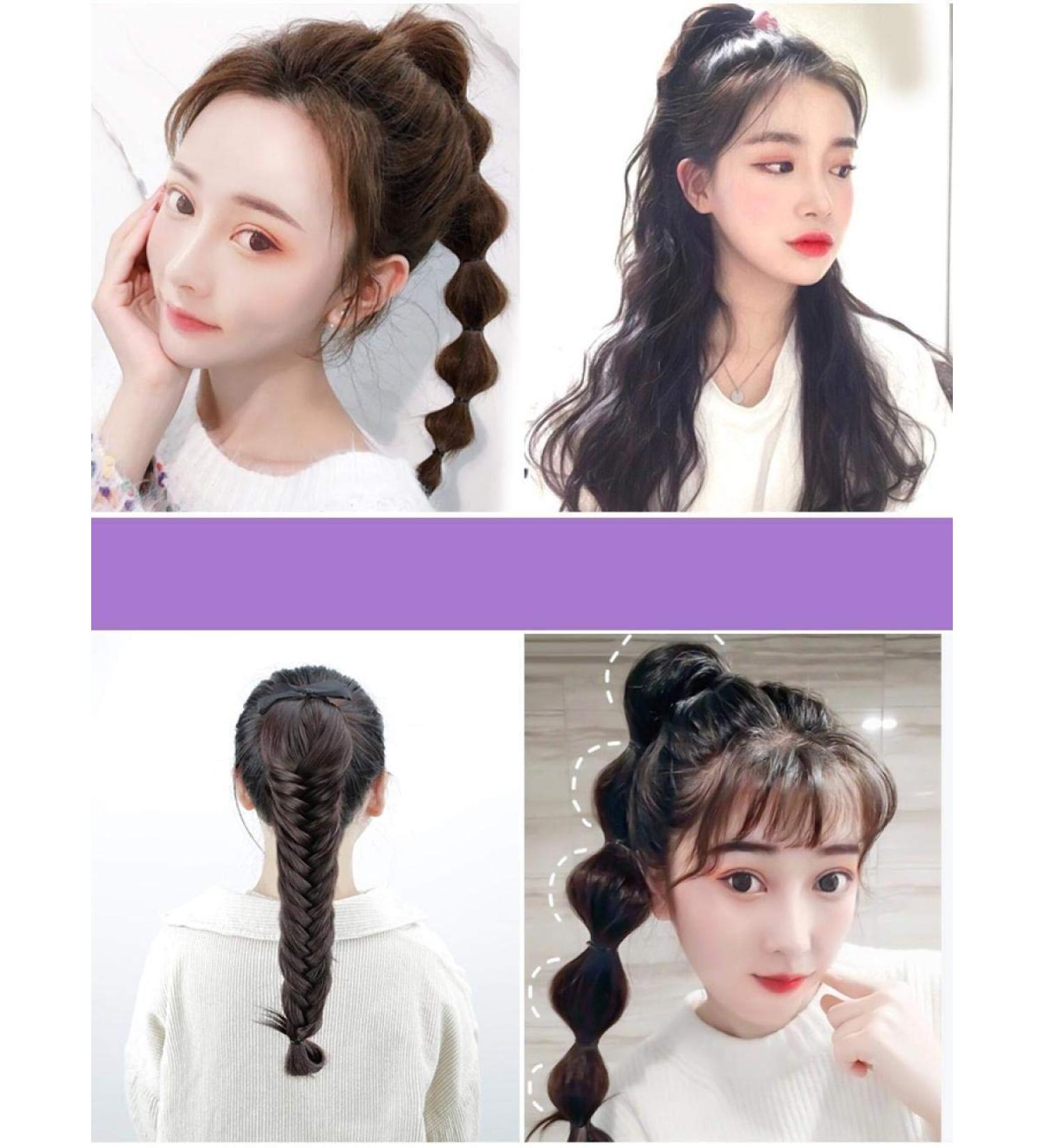 Bubble Wig Ponytail - Short Strappy Lantern Twist Double Ponytail for Women | Dark Brown Clip-In Hair Piece - Buy Online on SooperMarket.com