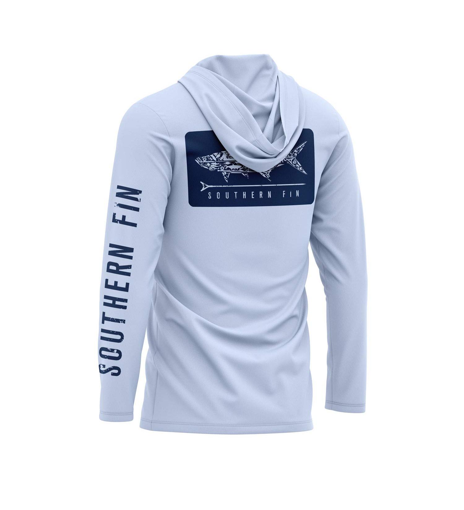 UPF 50+ Lightweight Performance Fishing Hoodie Shirt with Hood - Large, Arctic Blue - Buy Online on SooperMarket.com