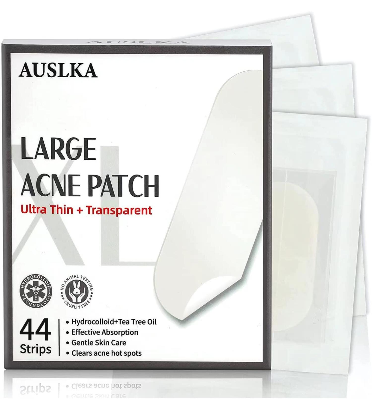 AUSLKA XL Blemish Acne Pimple Patches (44 Strips) - Hydrocolloid Spot Dots for Large Blemishes - Pimple Stickers for Larger Areas - Buy Online on SooperMarket.com