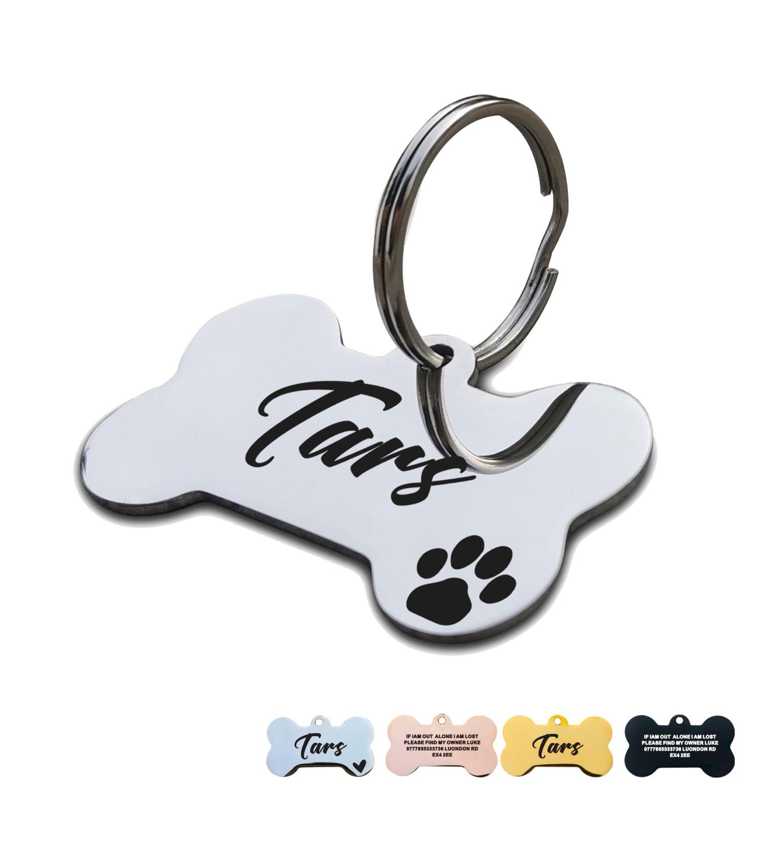 Personalised Dog Tags for Pets Engraved UK Dog Tag ID Tags for Dog Double-Sided Engraved Stainless Steel Dog Tag ID Name Tag for Cat Puppy Pet Collar Dog Name Tags(Silver Bone S) Silver Bone S - Buy Online on SooperMarket.com