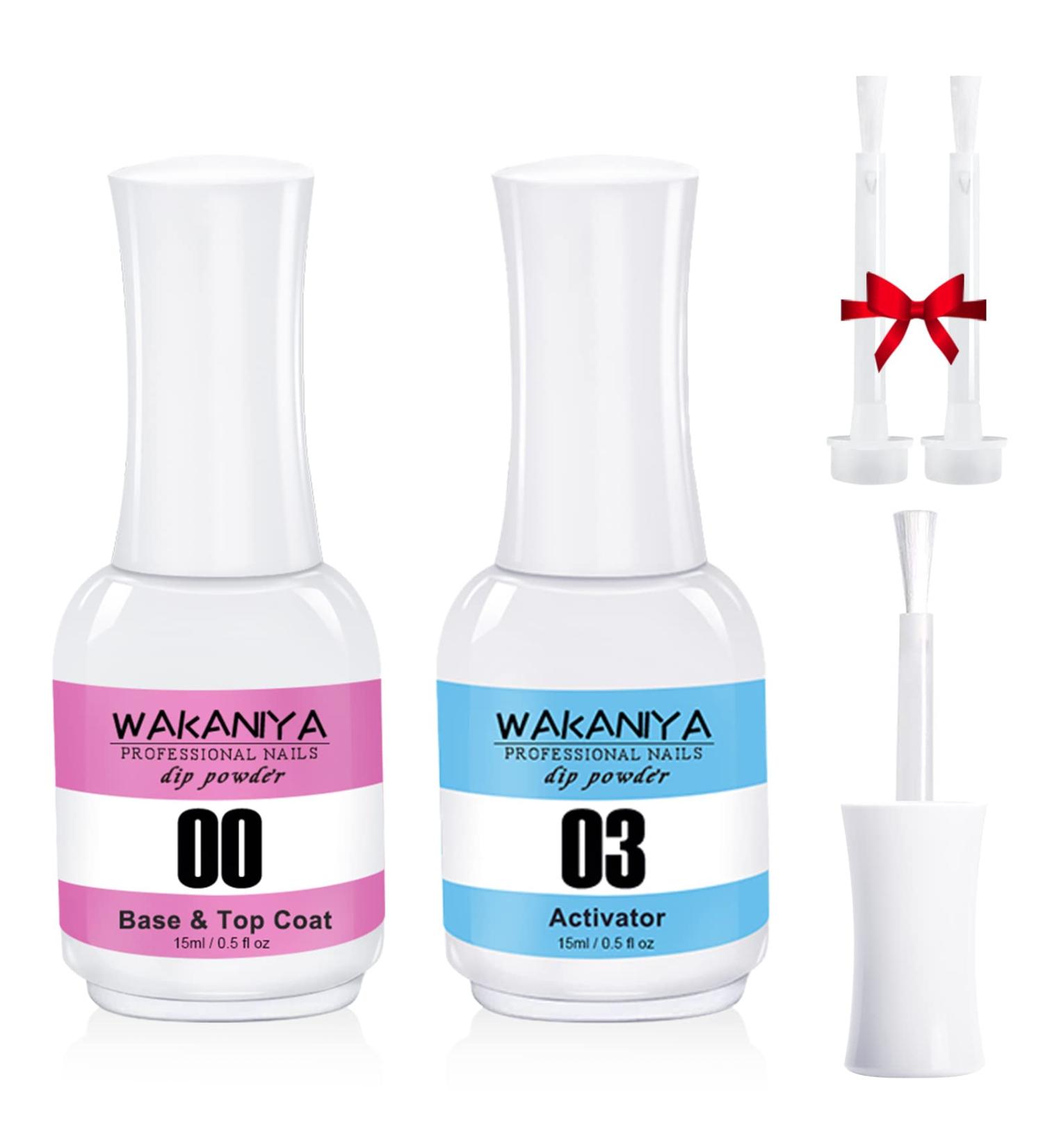 Wakaniya 15ml No Wipe Base and Top Coat Set - Glossy Shine Finish - DIY Nail Gel Design Kit - 0.5 Fl Oz (Pack of 2) - Soak Off LED Gel with Base Activator - Buy Online on SooperMarket.com