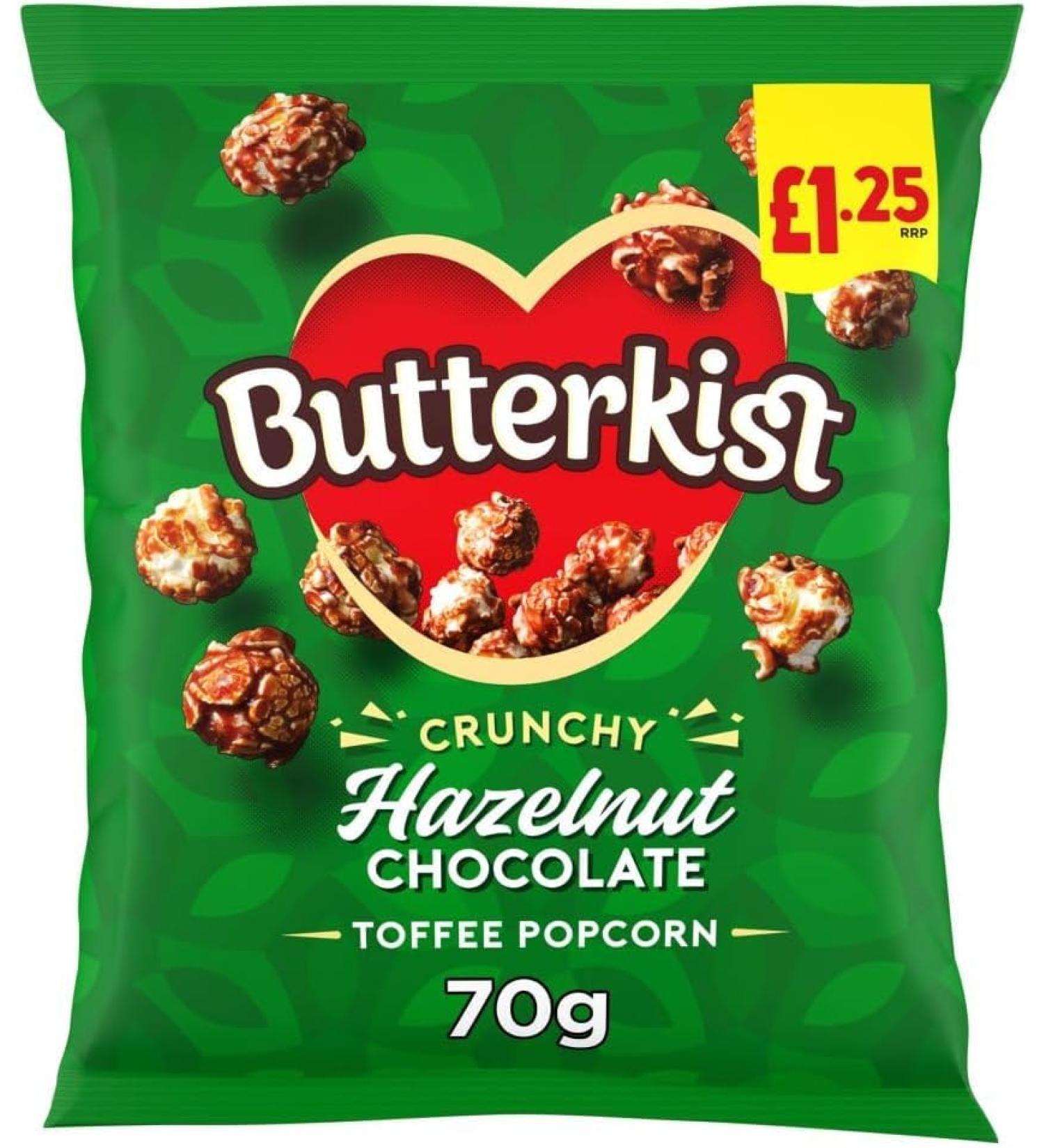 Butterkist Popcorn 15x70g 1.25 Price Marked Bags (Hazlenut Chocolate)