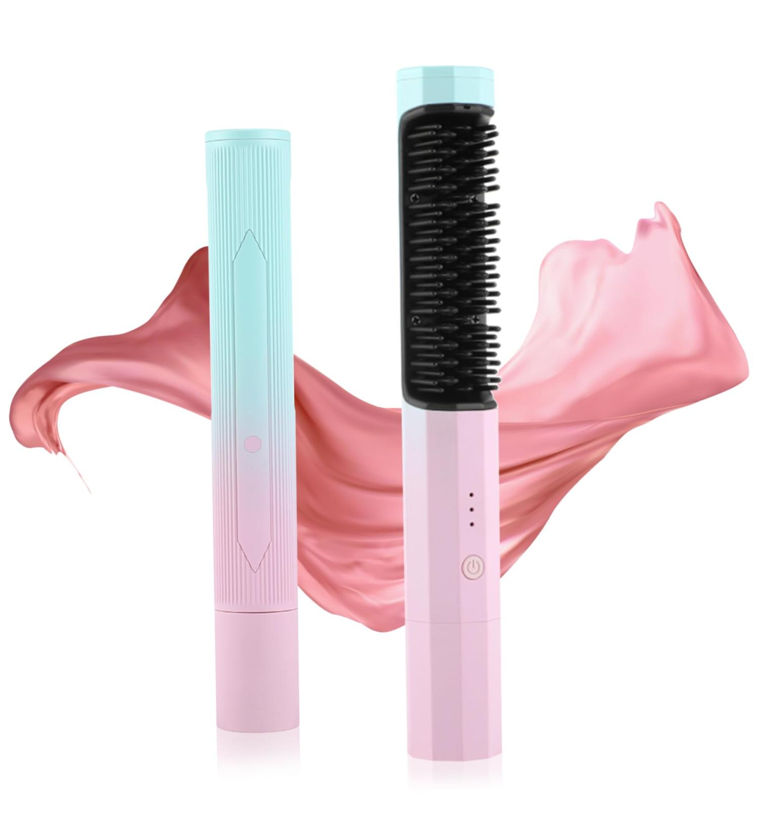 Portable Cordless Hair Straightener Brush - 3 Temp Settings 40 Min Battery Auto-Off & Anti-Scald for Women - Buy Online on SooperMarket.com