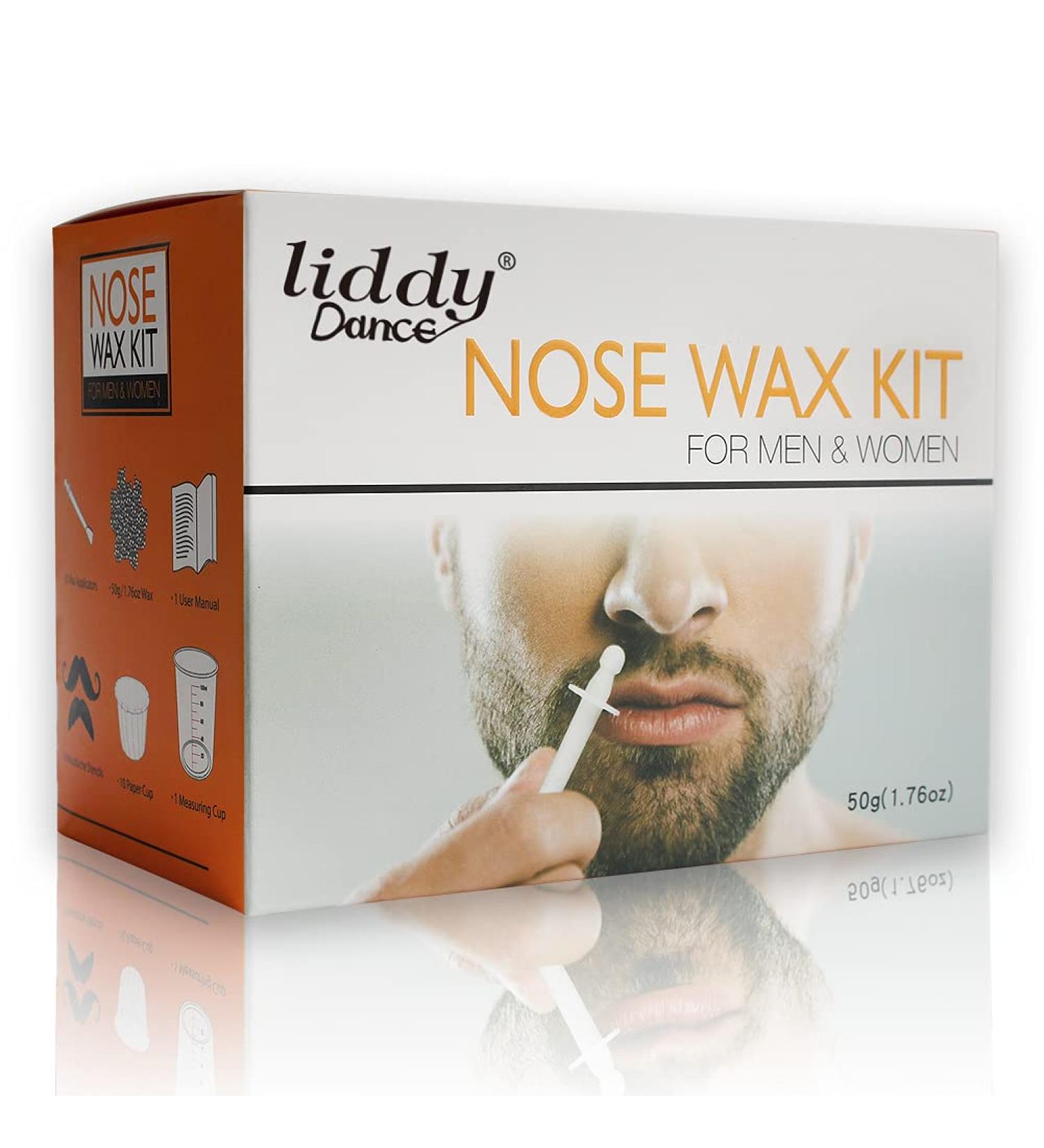 Nose Wax Kit for Men and Women - Nose Hair Removal Wax Set with 50g Wax, 20 Applicators, 10 Wax Pods, Measuring Cup, and Moustache Stencils - Buy Online on SooperMarket.com