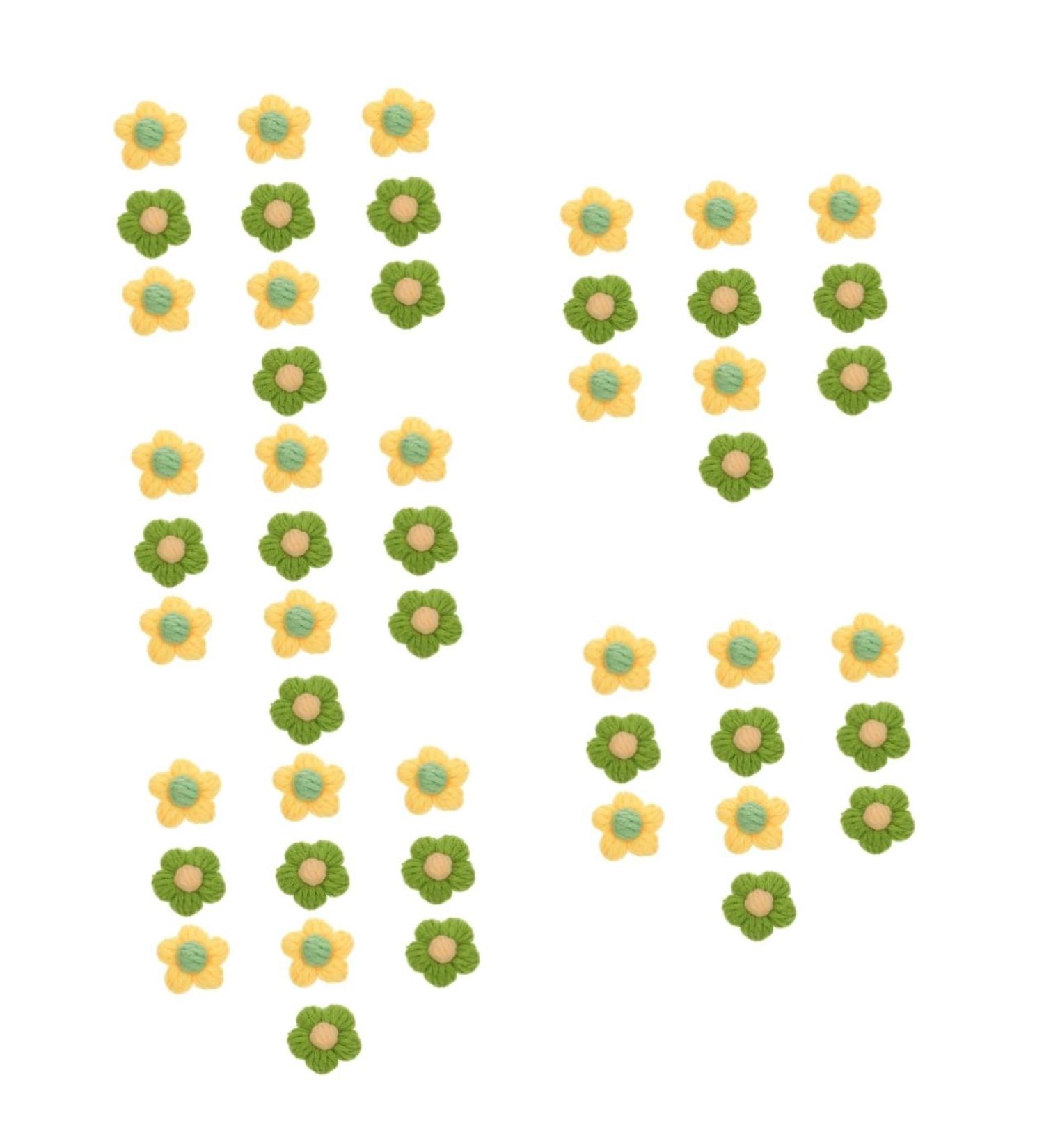 EXCEART 50 Pcs Hairpin Accessories Bow Phone Case Knitted Flowers Patches Puff Flower Diy Charm Child Plaque - Buy Online on SooperMarket.com