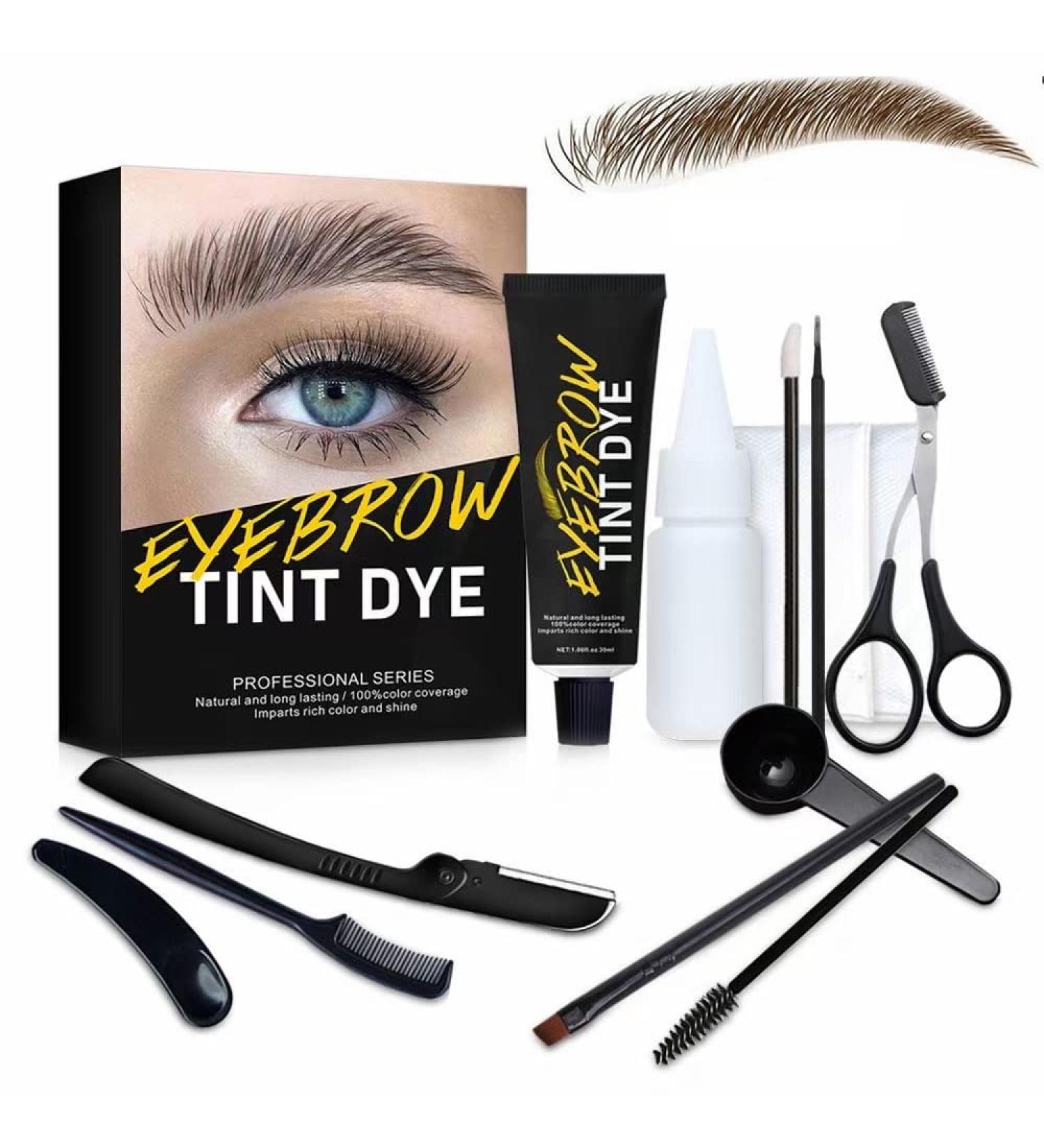Reddhoon Eyebrow Tint Dye Kit Long Lasting Brow Dye Cream for Eyebrow Tinting Semi Permanent Eyebrow Dye Kit with Brush Makeup Tools for Professional and Beginner 02# Maroon - Buy Online on SooperMarket.com