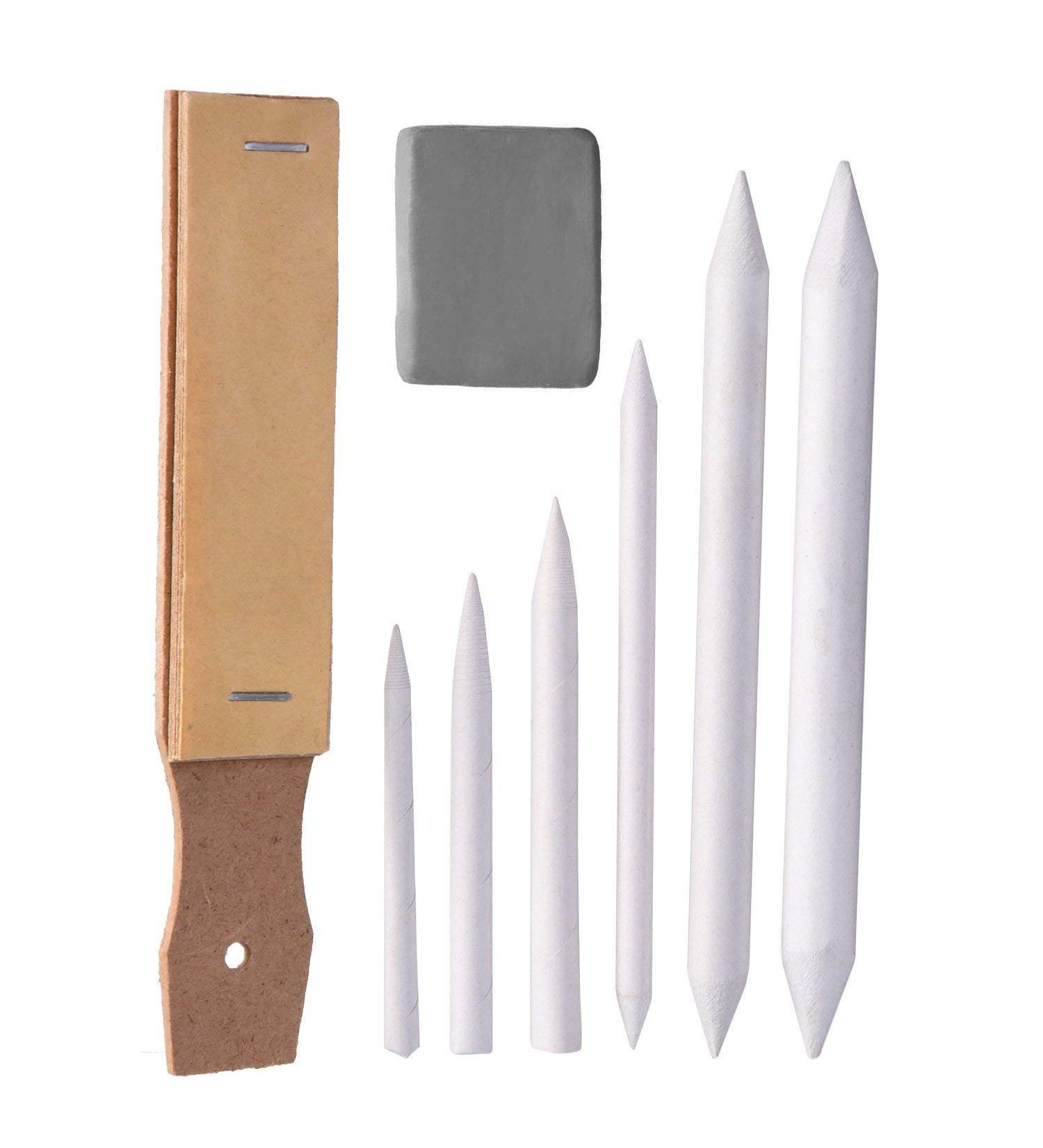 Onwon Paper Blending Stumps and Tortillions Set with Pencil Sharpener and Eraser - Sketching and Drawing Tools - Buy Online on SooperMarket.com