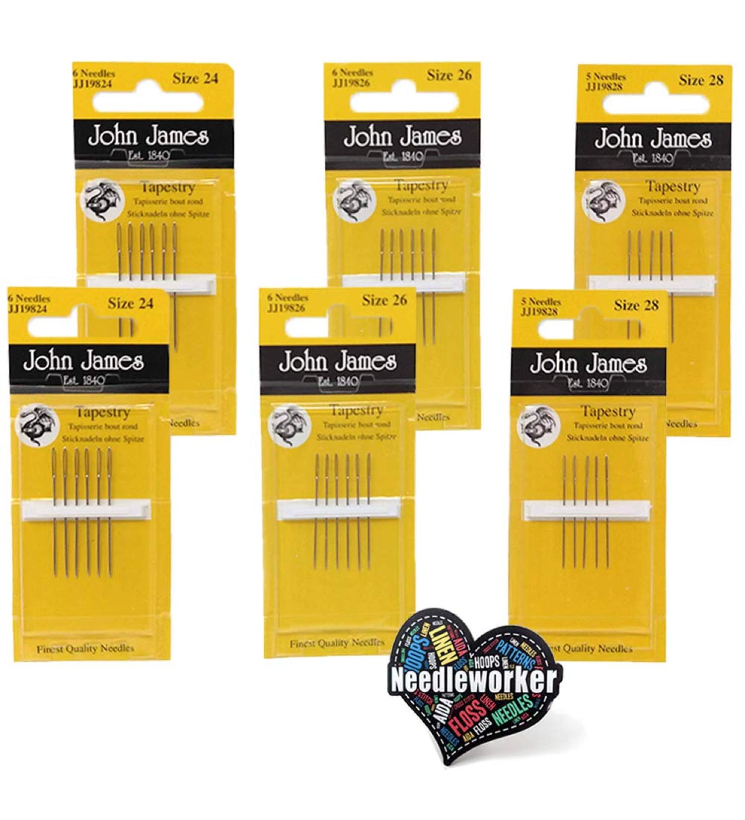 John James Tapestry Needles Bundle - Sizes 24, 26, & 28 (2 Pack Each) with Gift Decorative Needleworker Magnet - Buy Online on SooperMarket.com