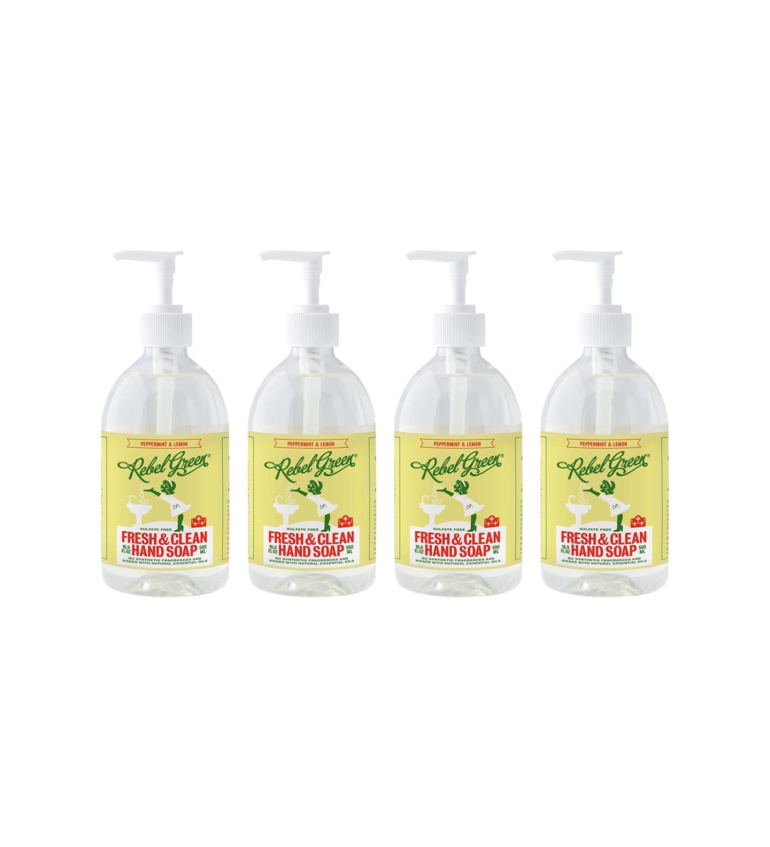 Rebel Green Peppermint & Lemon Liquid Hand Soap 16.9 oz Pump Bottles - 4 Pack - Buy Online on SooperMarket.com